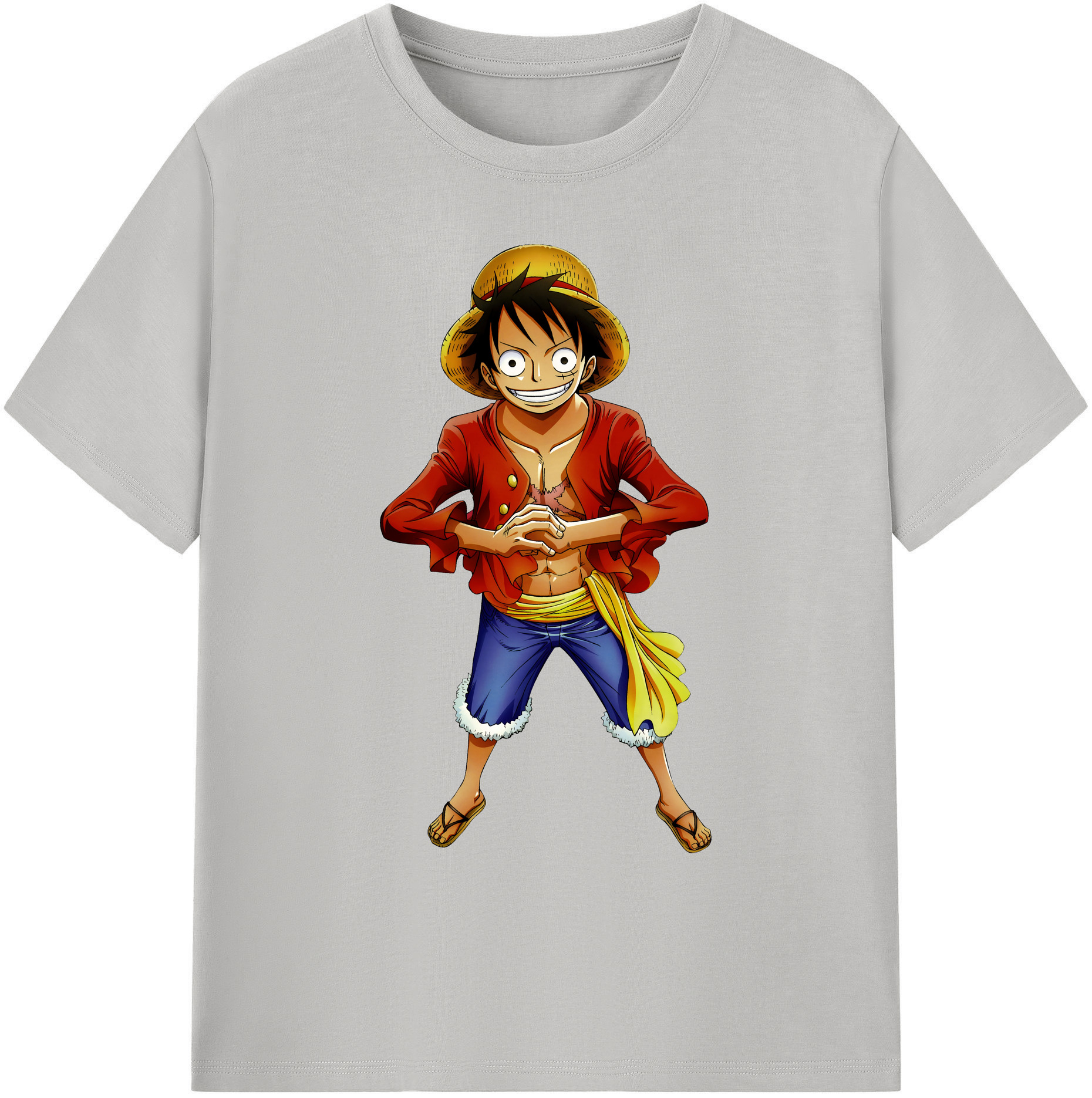 ワンピース モンキー・D・ルフィ ONE PIECE Monkey D. Luffy 綿100％ メンズ半袖Tシャツ｜肌触りやわらか＆通気性