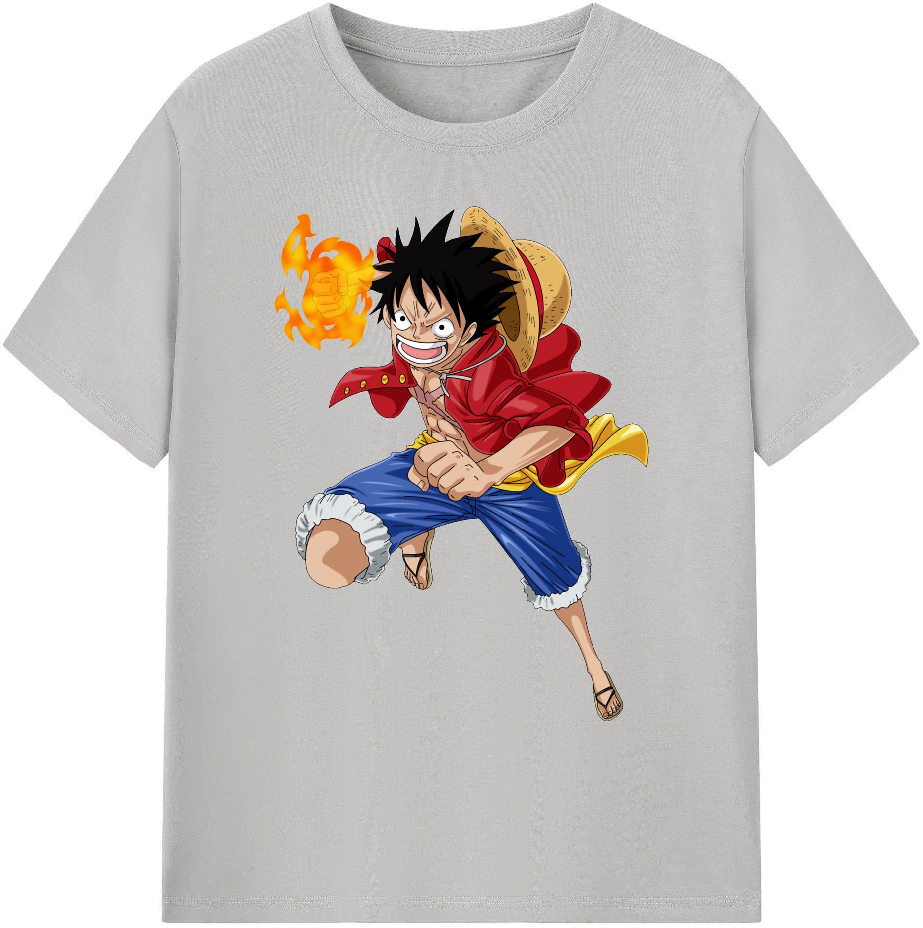 ワンピース モンキー・D・ルフィ ONE PIECE Monkey D. Luffy 綿100％ メンズ半袖Tシャツ｜肌触りやわらか＆通気性