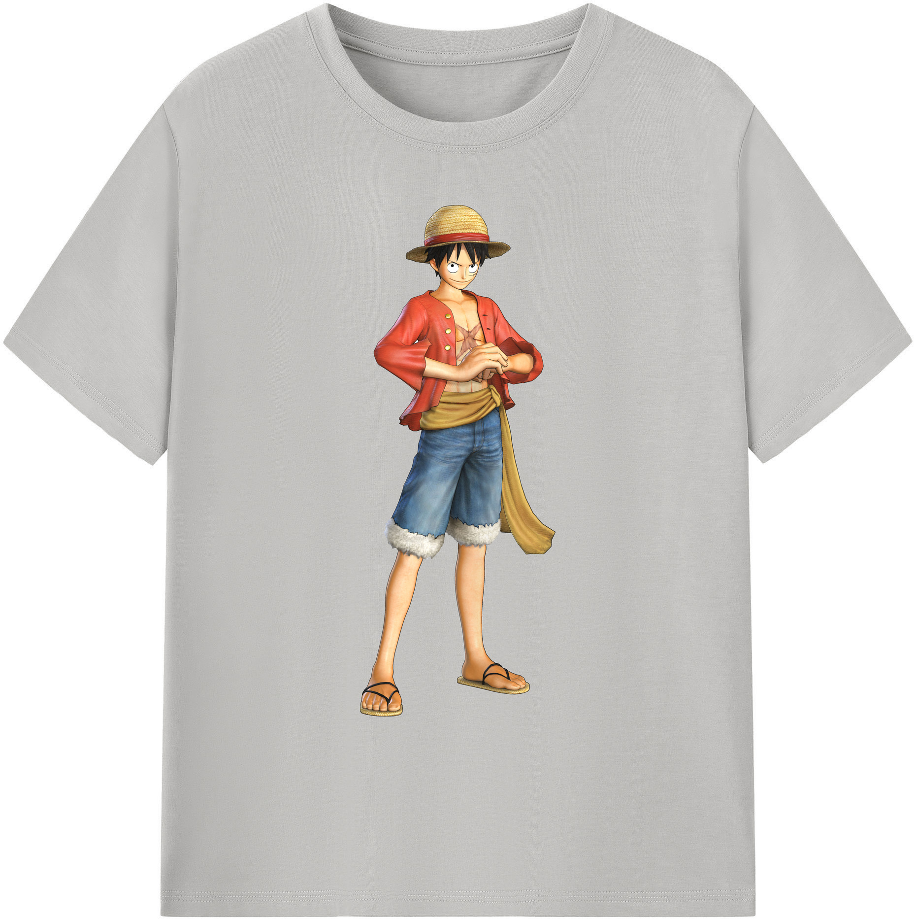 ワンピース モンキー・D・ルフィ ONE PIECE Monkey D. Luffy 綿100％ メンズ半袖Tシャツ｜肌触りやわらか＆通気性