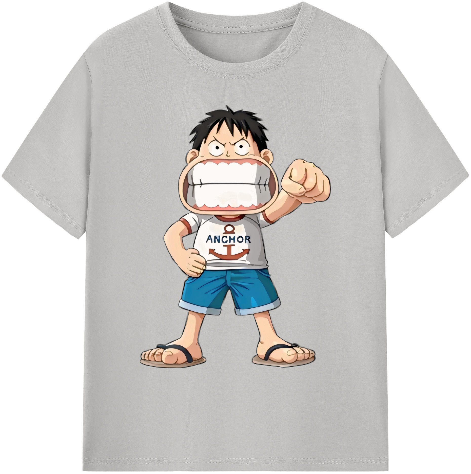 ワンピース モンキー・D・ルフィ ONE PIECE Monkey D. Luffy 綿100％ メンズ半袖Tシャツ｜肌触りやわらか＆通気性