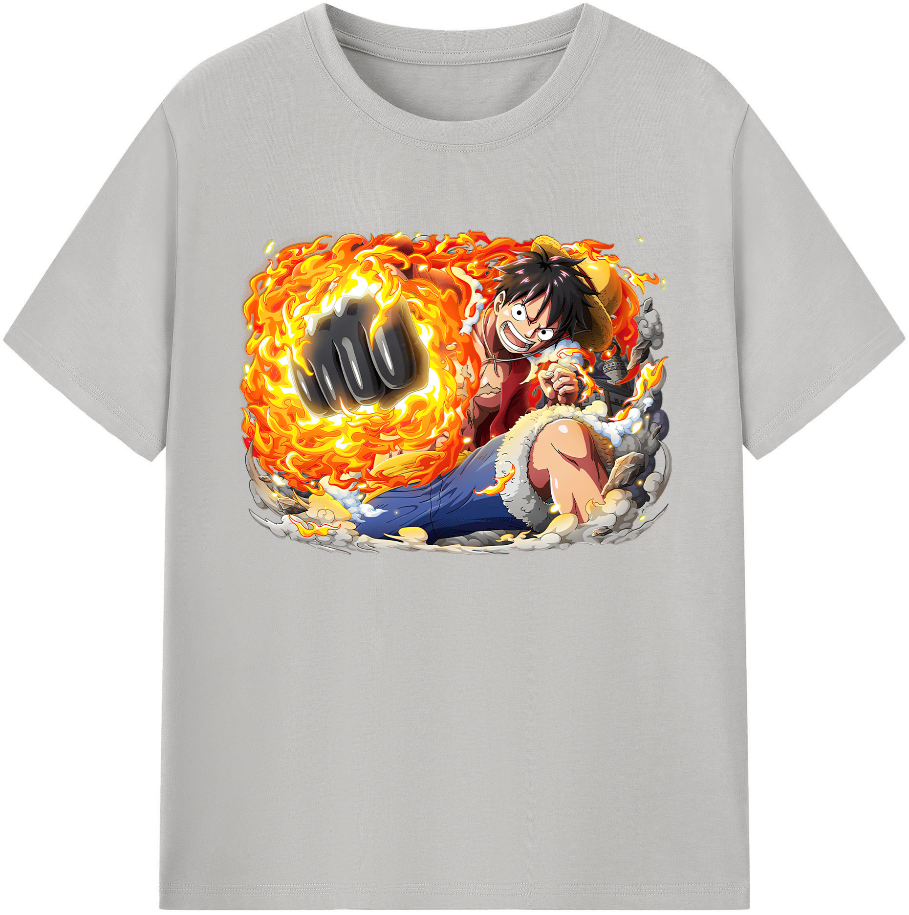 ワンピース モンキー・D・ルフィ ONE PIECE Monkey D. Luffy 綿100％ メンズ半袖Tシャツ｜肌触りやわらか＆通気性