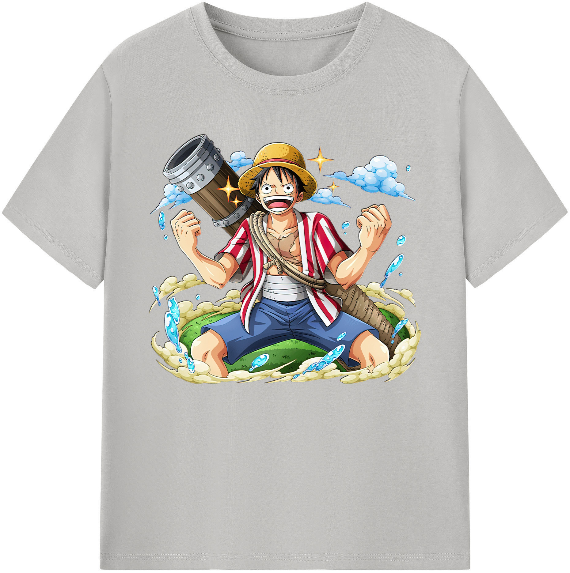 ワンピース モンキー・D・ルフィ ONE PIECE Monkey D. Luffy 綿100％ メンズ半袖Tシャツ｜肌触りやわらか＆通気性