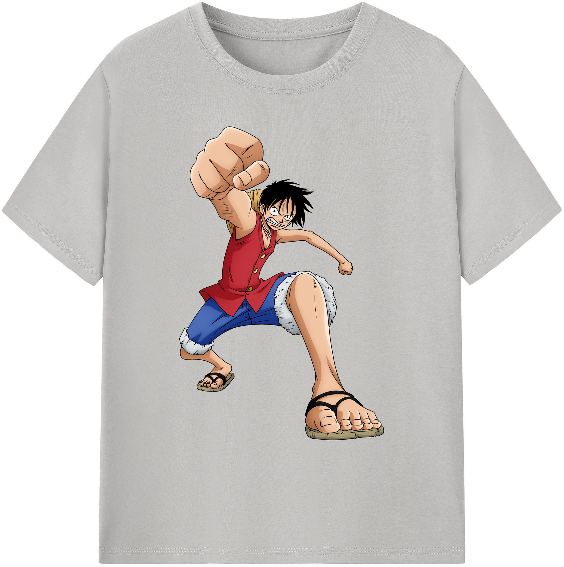 ワンピース モンキー・D・ルフィ ONE PIECE Monkey D. Luffy 綿100％ メンズ半袖Tシャツ｜肌触りやわらか＆通気性