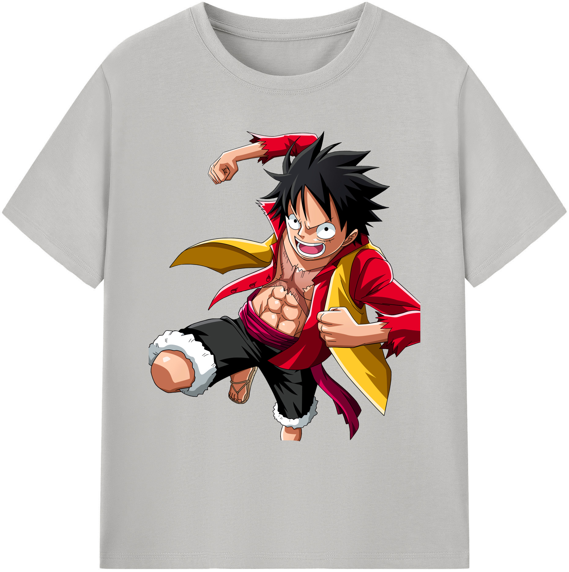 ワンピース モンキー・D・ルフィ ONE PIECE Monkey D. Luffy 綿100％ メンズ半袖Tシャツ｜肌触りやわらか＆通気性