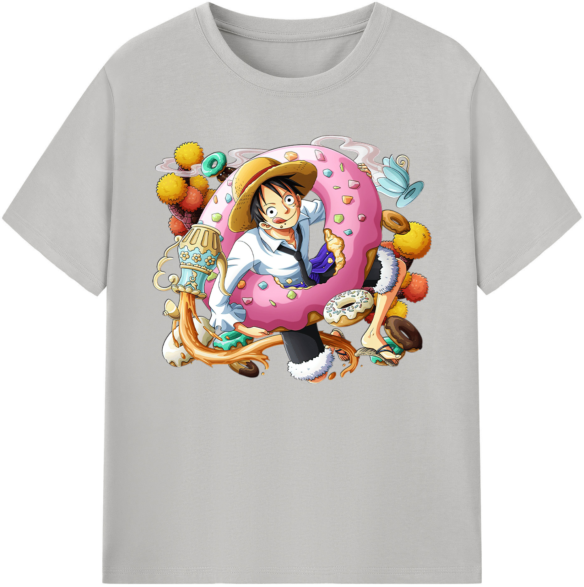 ワンピース モンキー・D・ルフィ ONE PIECE Monkey D. Luffy 綿100％ メンズ半袖Tシャツ｜肌触りやわらか＆通気性