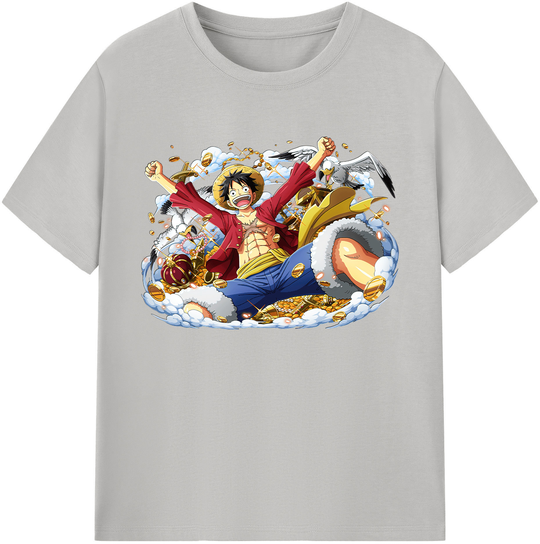 ワンピース モンキー・D・ルフィ ONE PIECE Monkey D. Luffy 綿100％ メンズ半袖Tシャツ｜肌触りやわらか＆通気性