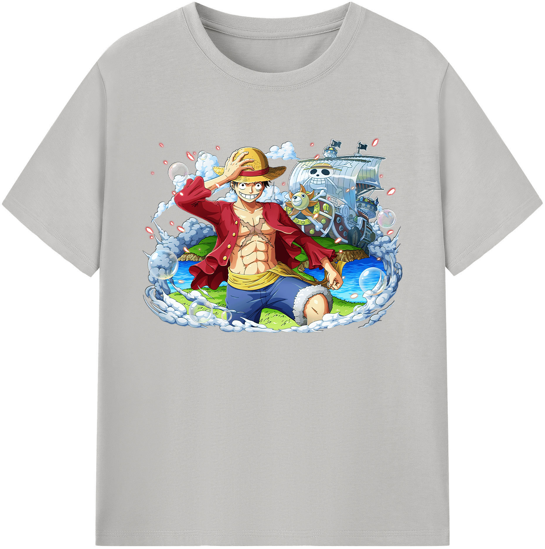 ワンピース モンキー・D・ルフィ ONE PIECE Monkey D. Luffy 綿100％ メンズ半袖Tシャツ｜肌触りやわらか＆通気性