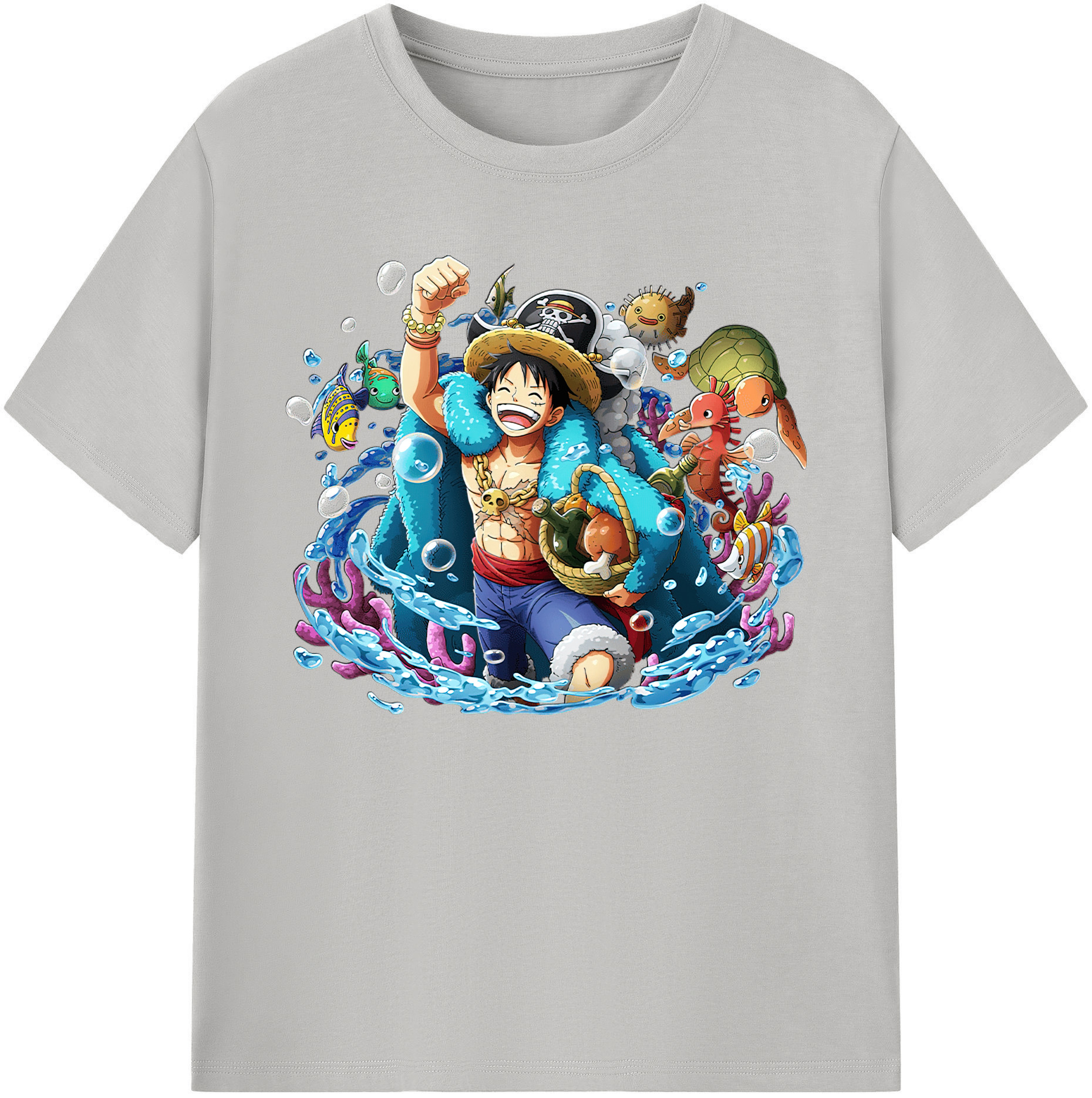 ワンピース モンキー・D・ルフィ ONE PIECE Monkey D. Luffy 綿100％ メンズ半袖Tシャツ｜肌触りやわらか＆通気性