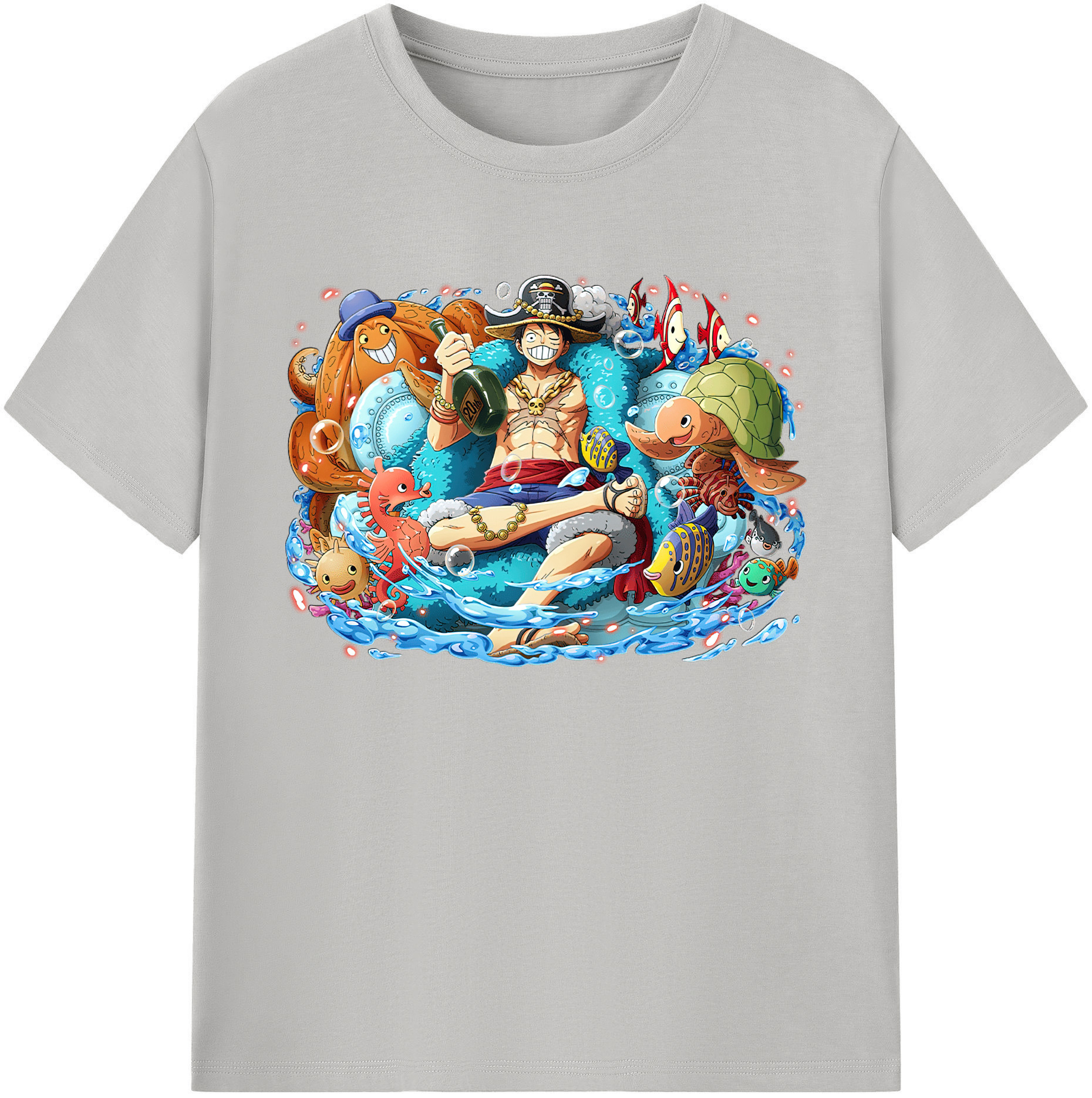 ワンピース モンキー・D・ルフィ ONE PIECE Monkey D. Luffy 綿100％ メンズ半袖Tシャツ｜肌触りやわらか＆通気性