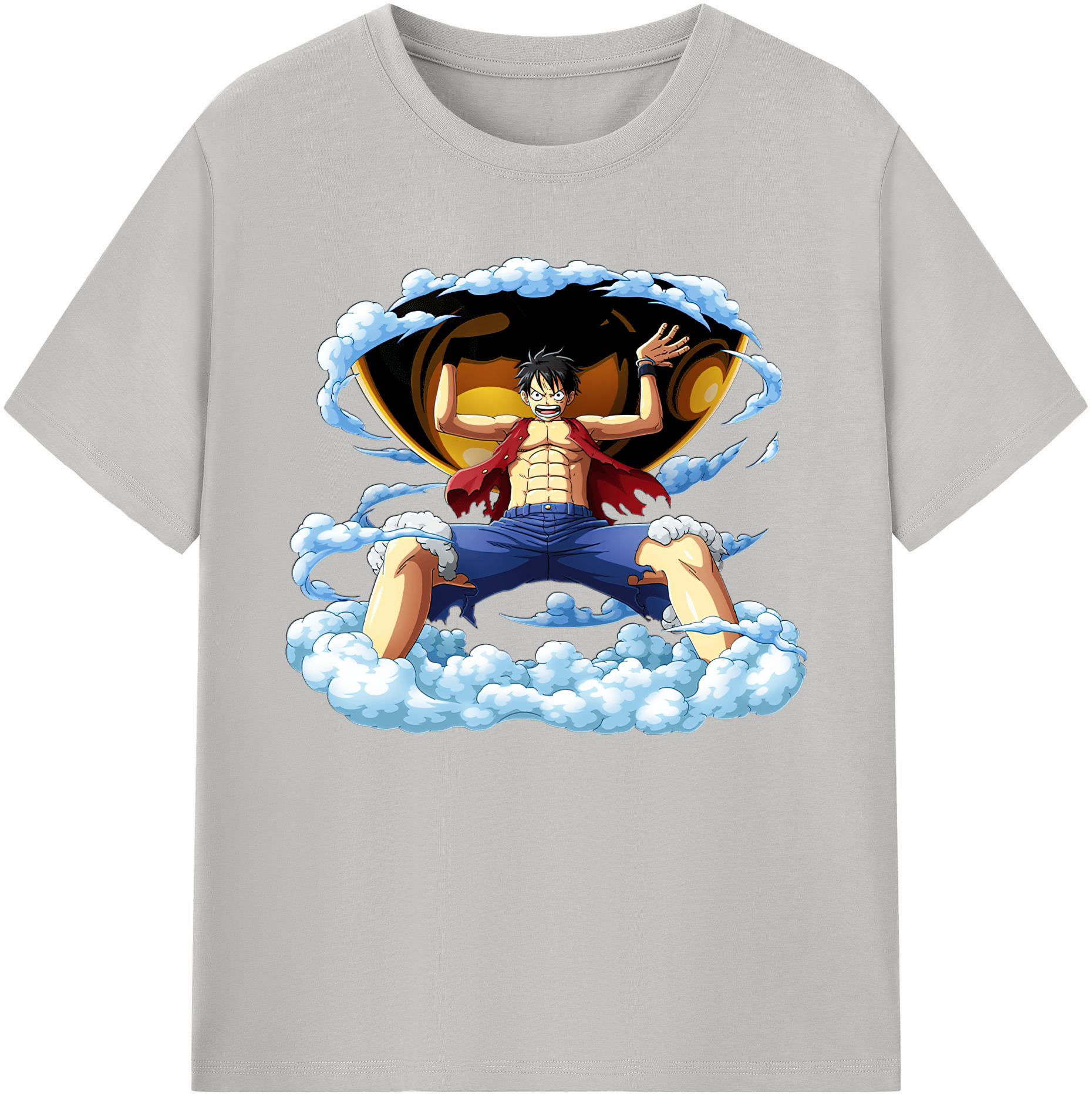 ワンピース モンキー・D・ルフィ ONE PIECE Monkey D. Luffy 綿100％ メンズ半袖Tシャツ｜肌触りやわらか＆通気性