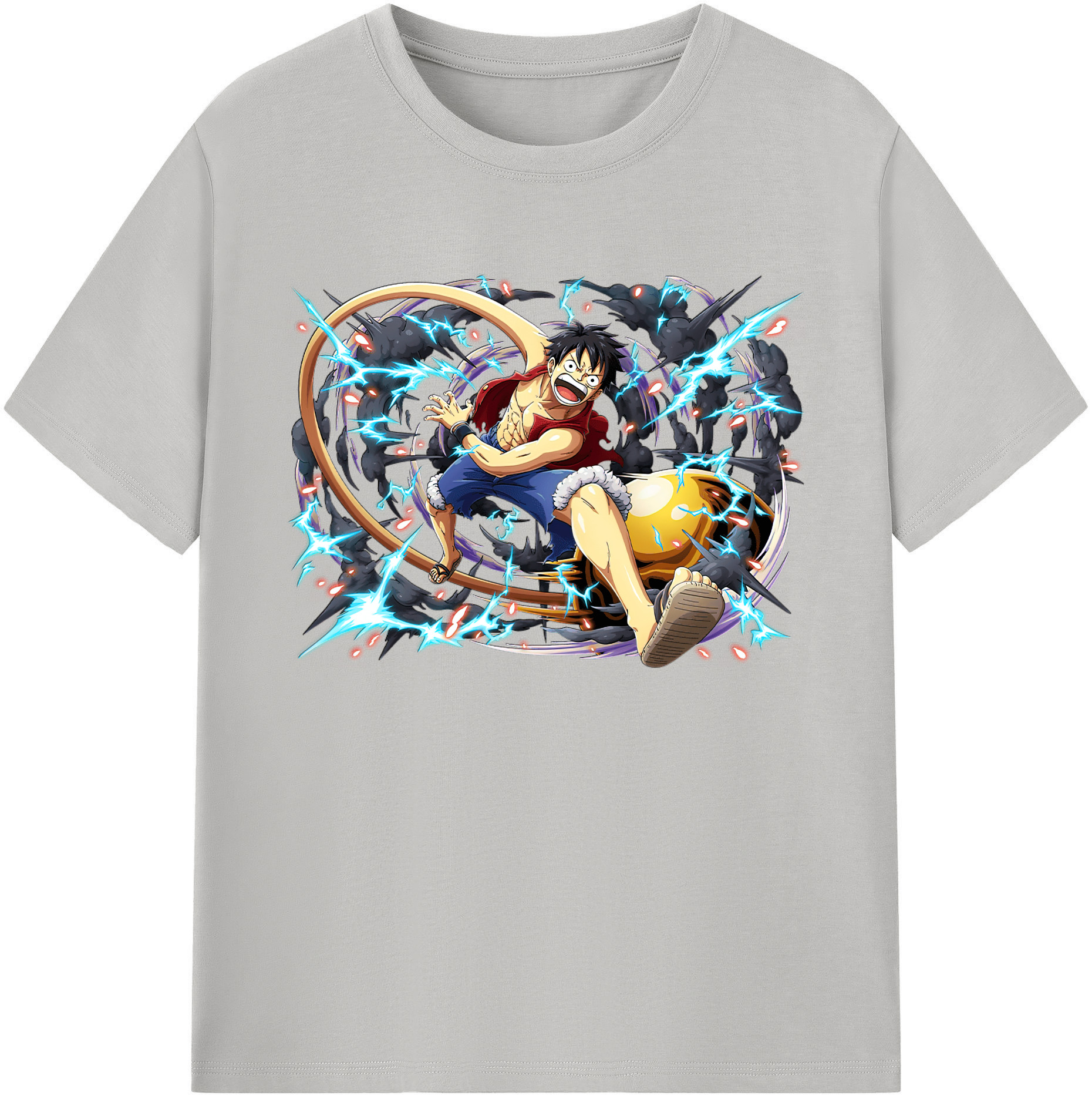 ワンピース モンキー・D・ルフィ ONE PIECE Monkey D. Luffy 綿100％ メンズ半袖Tシャツ｜肌触りやわらか＆通気性