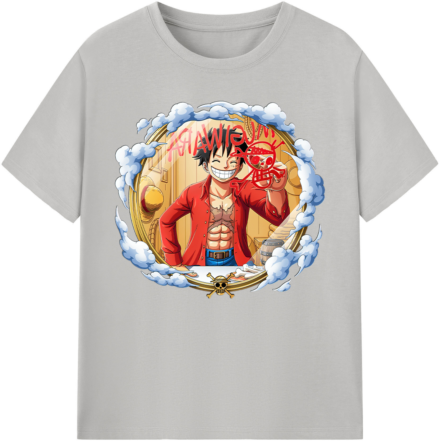 ワンピース モンキー・D・ルフィ ONE PIECE Monkey D. Luffy 綿100％ メンズ半袖Tシャツ｜肌触りやわらか＆通気性