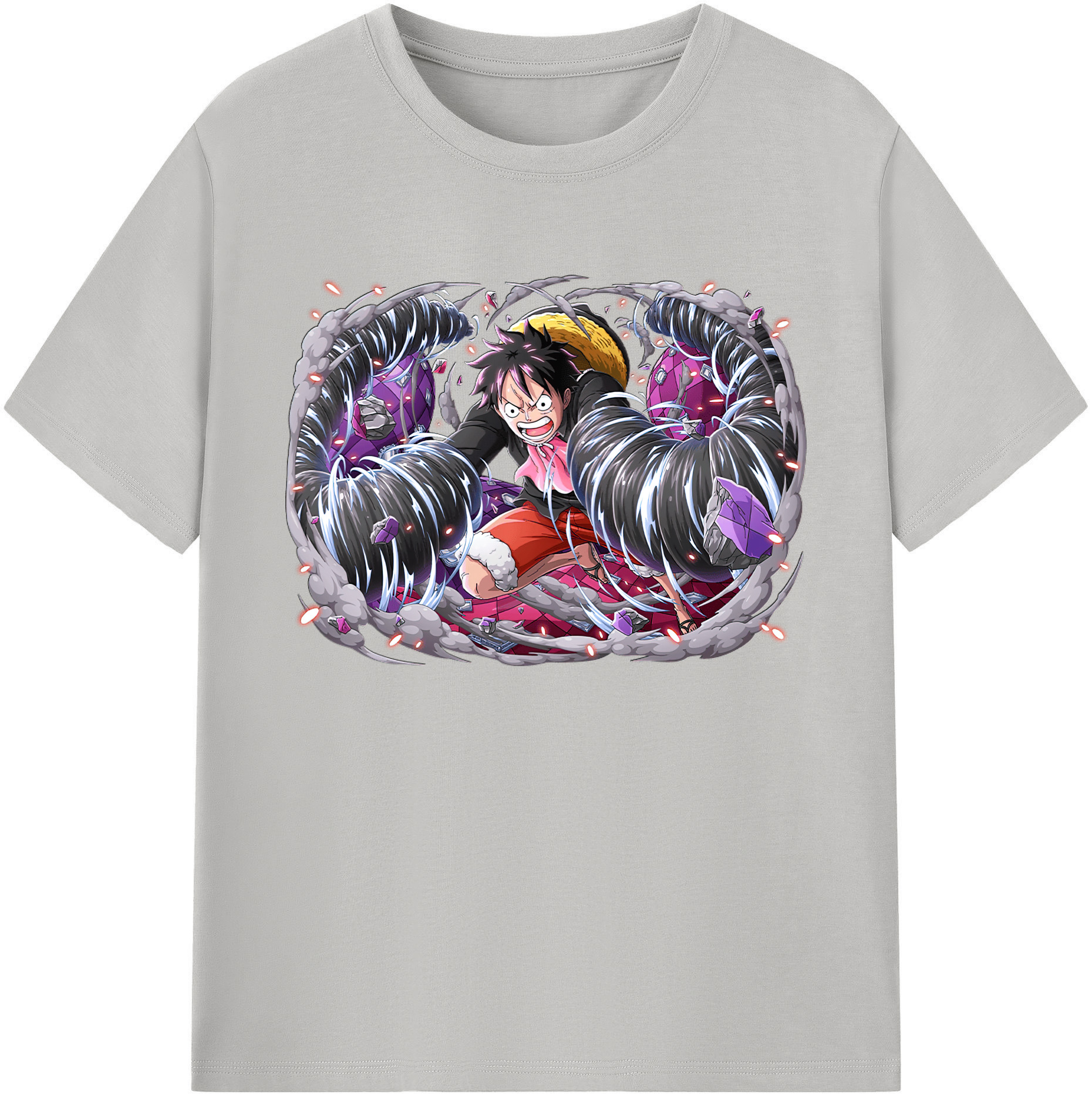 ワンピース モンキー・D・ルフィ ONE PIECE Monkey D. Luffy 綿100％ メンズ半袖Tシャツ｜肌触りやわらか＆通気性