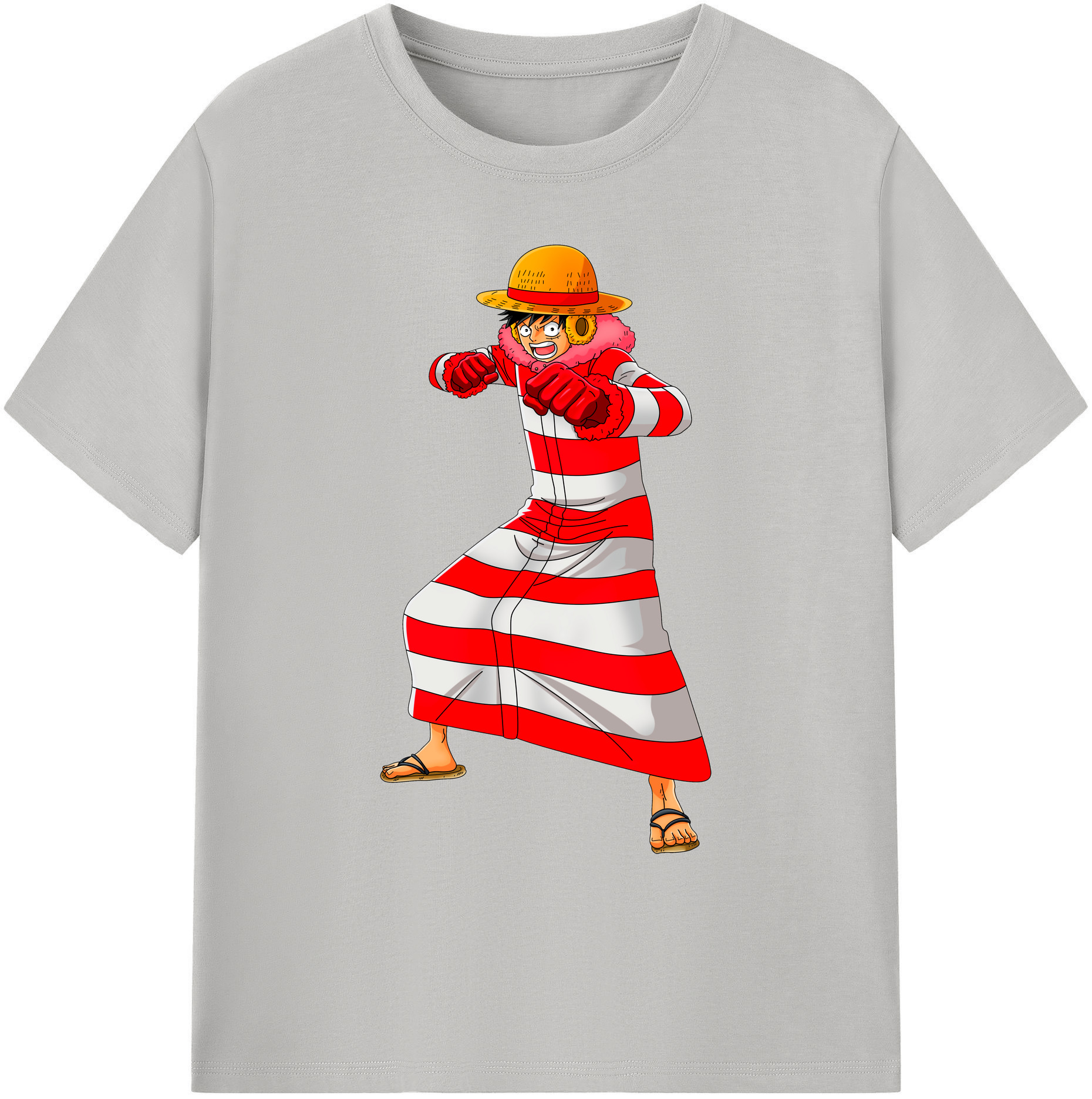 ワンピース モンキー・D・ルフィ ONE PIECE Monkey D. Luffy 綿100％ メンズ半袖Tシャツ｜肌触りやわらか＆通気性