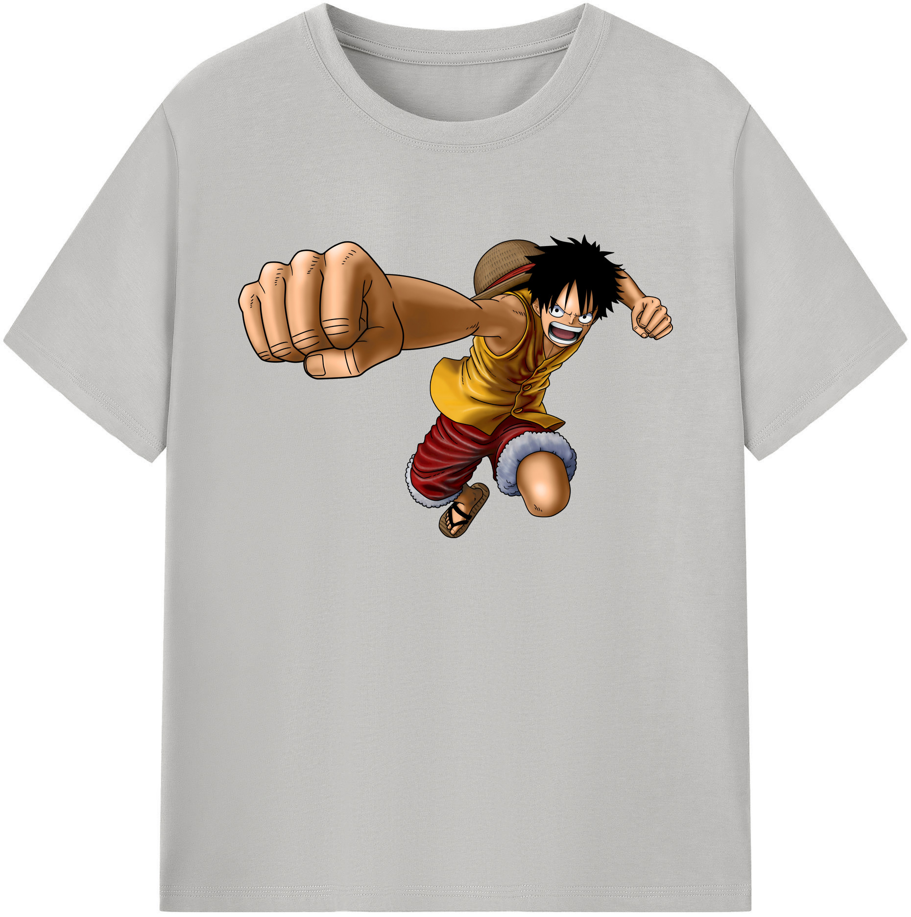 ワンピース モンキー・D・ルフィ ONE PIECE Monkey D. Luffy 綿100％ メンズ半袖Tシャツ｜肌触りやわらか＆通気性