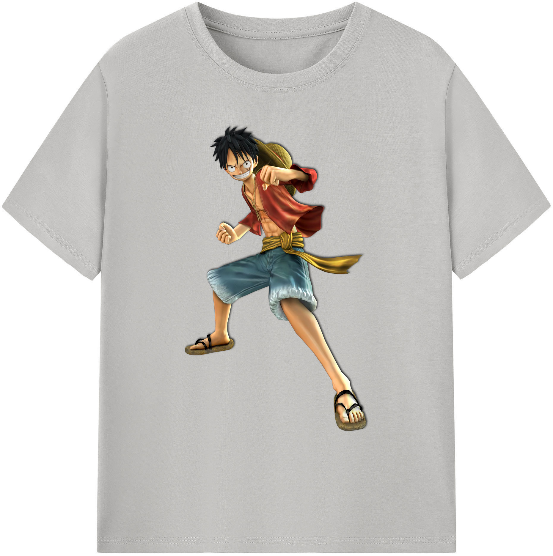 ワンピース モンキー・D・ルフィ ONE PIECE Monkey D. Luffy 綿100％ メンズ半袖Tシャツ｜肌触りやわらか＆通気性