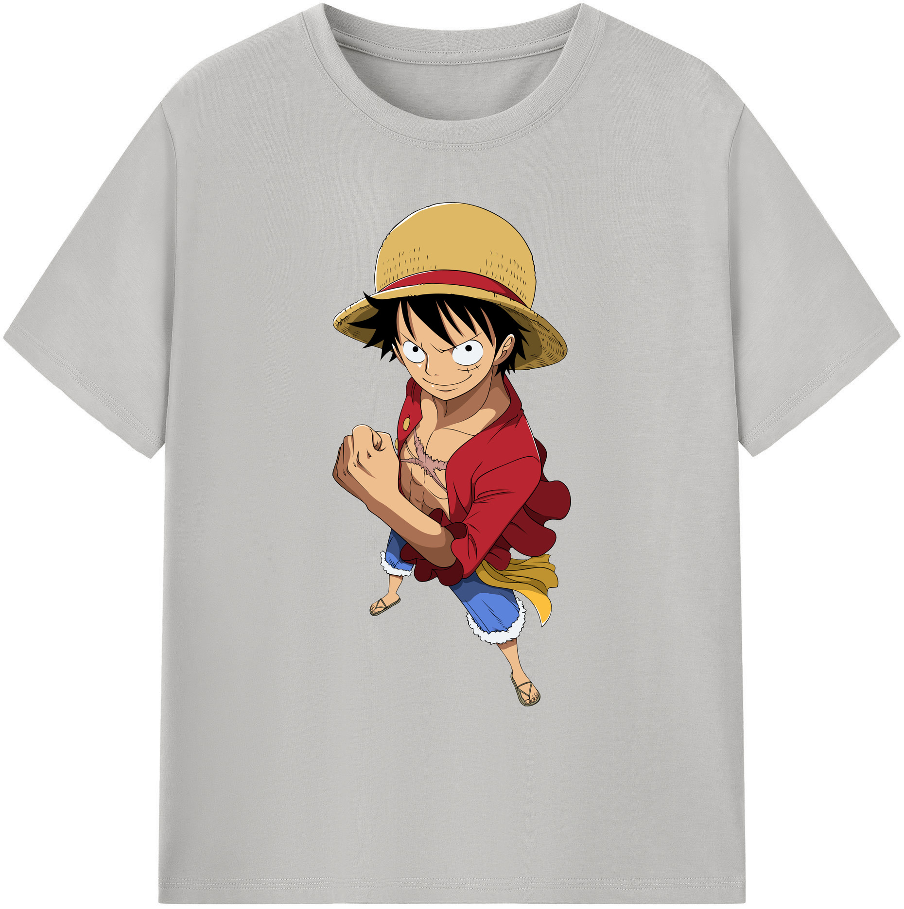ワンピース モンキー・D・ルフィ ONE PIECE Monkey D. Luffy 綿100％ メンズ半袖Tシャツ｜肌触りやわらか＆通気性