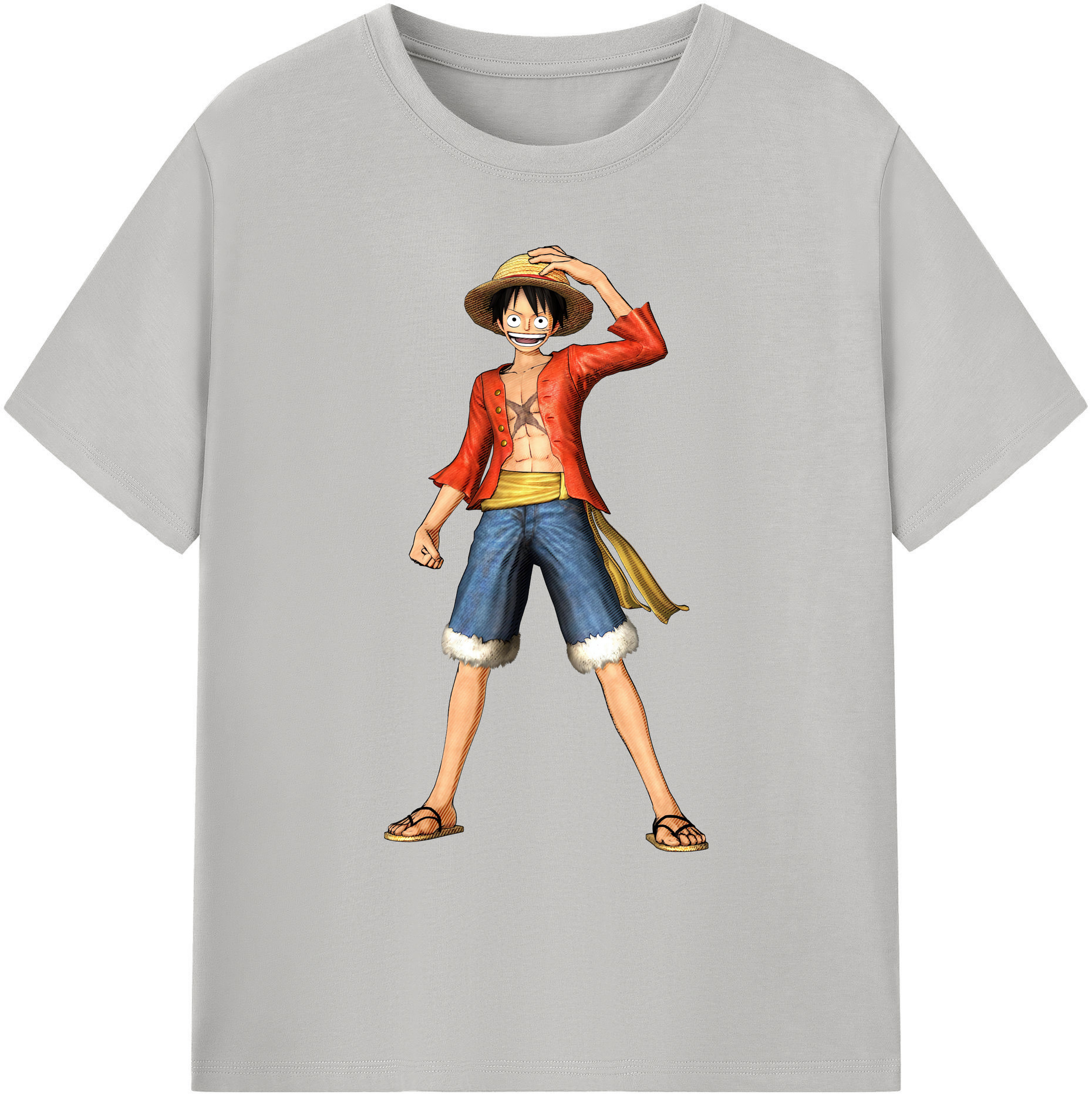 ワンピース モンキー・D・ルフィ ONE PIECE Monkey D. Luffy 綿100％ メンズ半袖Tシャツ｜肌触りやわらか＆通気性