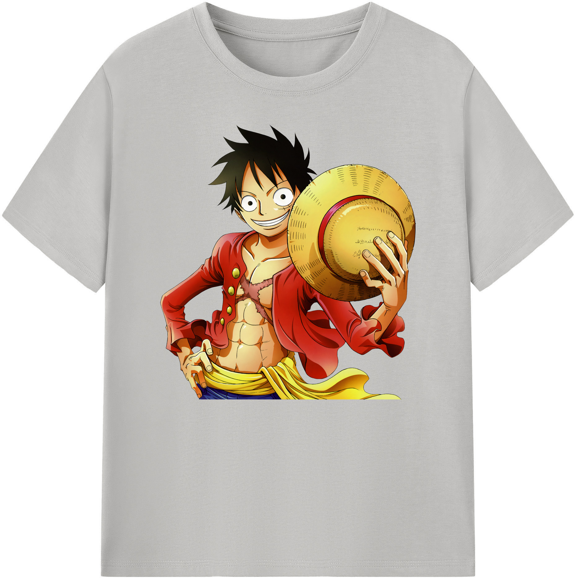 ワンピース モンキー・D・ルフィ ONE PIECE Monkey D. Luffy 綿100％ メンズ半袖Tシャツ｜肌触りやわらか＆通気性