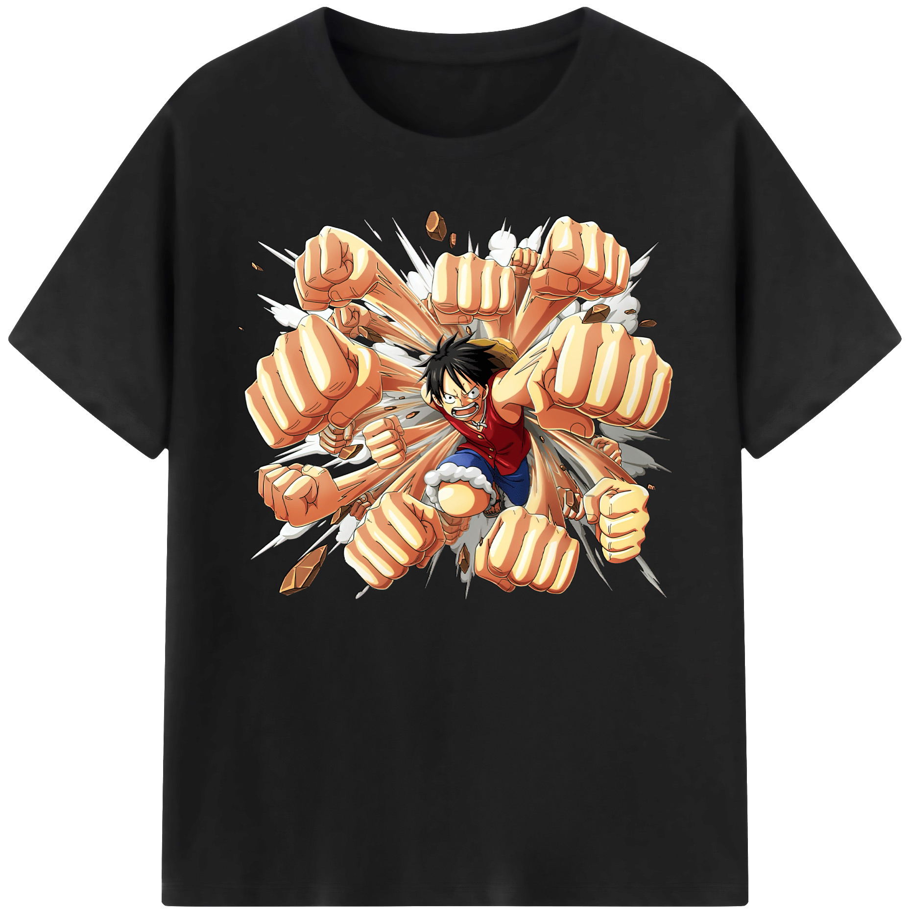 ワンピース モンキー・D・ルフィ ONE PIECE Monkey D. Luffy 綿100％ メンズ半袖Tシャツ｜肌触りやわらか＆通気性