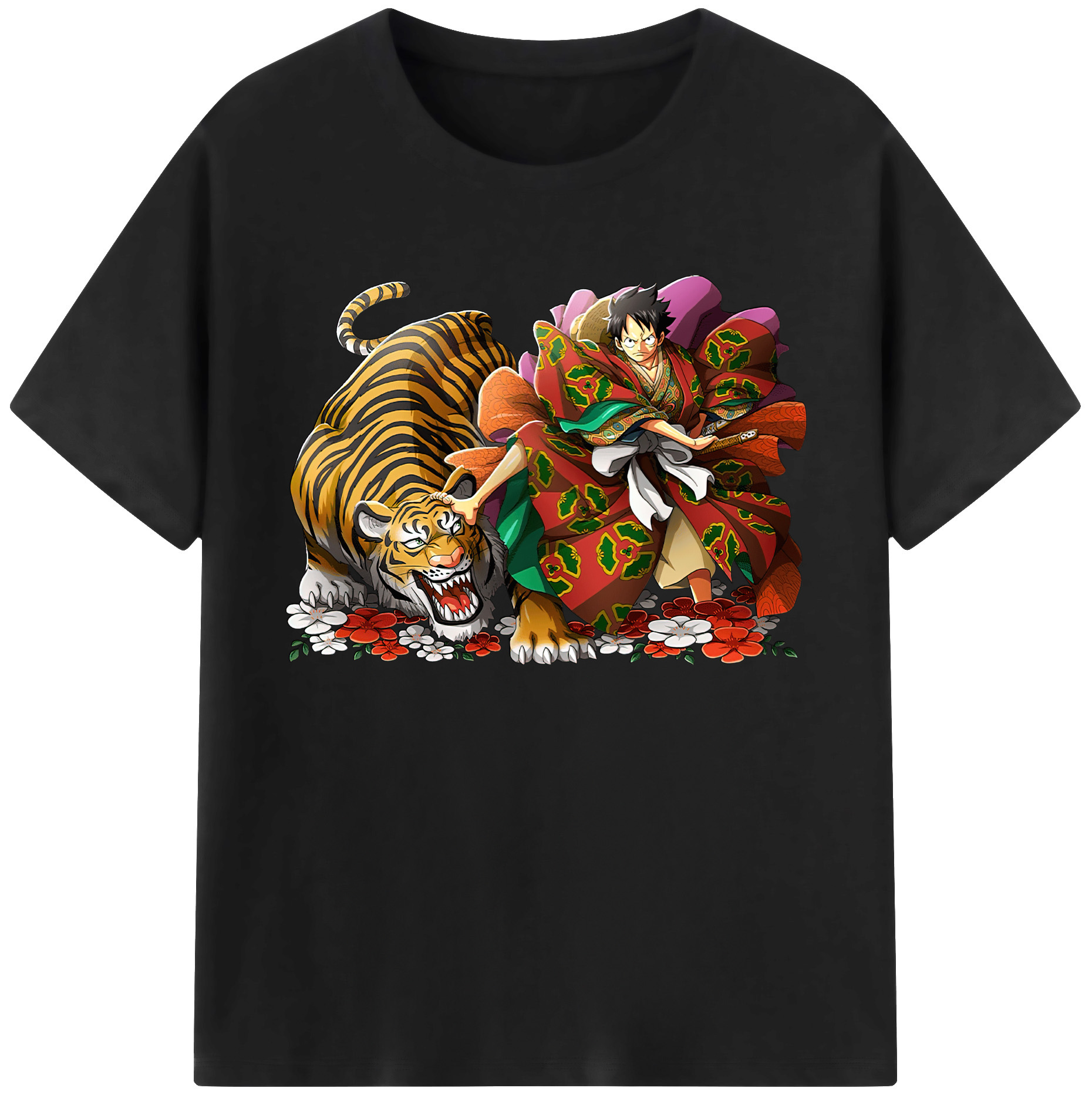 ワンピース モンキー・D・ルフィ ONE PIECE Monkey D. Luffy 綿100％ メンズ半袖Tシャツ｜肌触りやわらか＆通気性