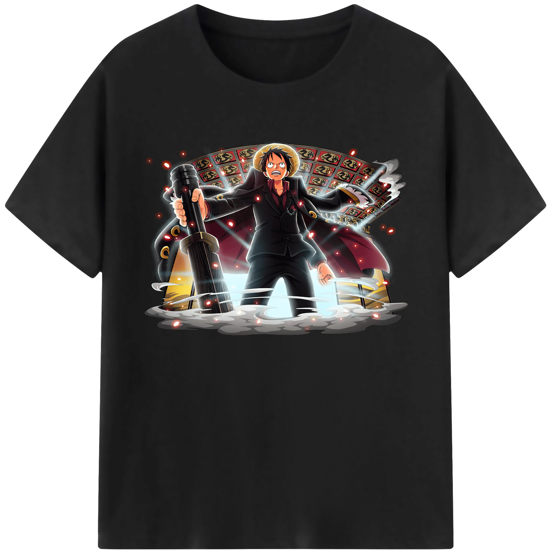 ワンピース モンキー・D・ルフィ ONE PIECE Monkey D. Luffy 綿100％ メンズ半袖Tシャツ｜肌触りやわらか＆通気性