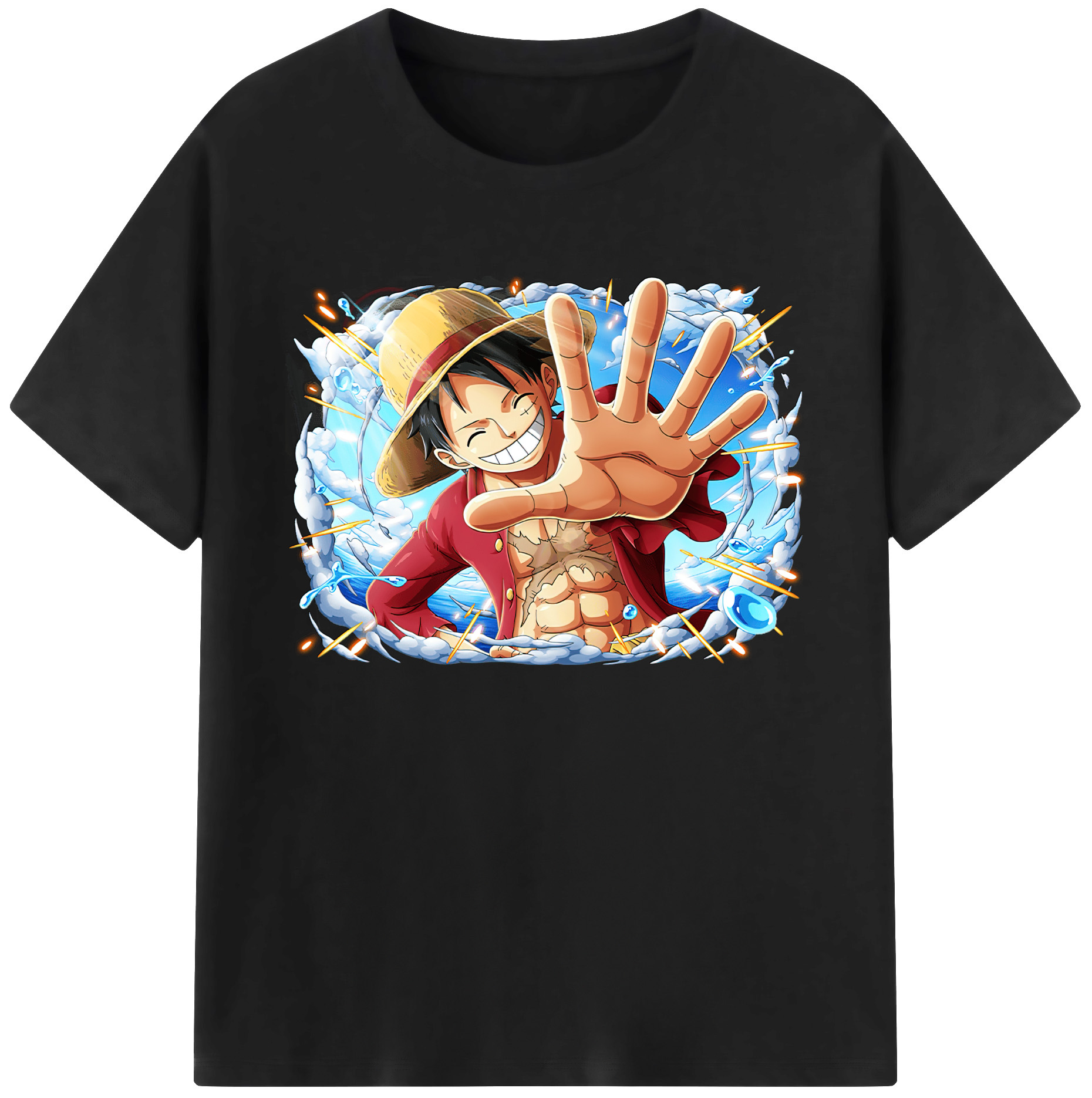 ワンピース モンキー・D・ルフィ ONE PIECE Monkey D. Luffy 綿100％ メンズ半袖Tシャツ｜肌触りやわらか＆通気性