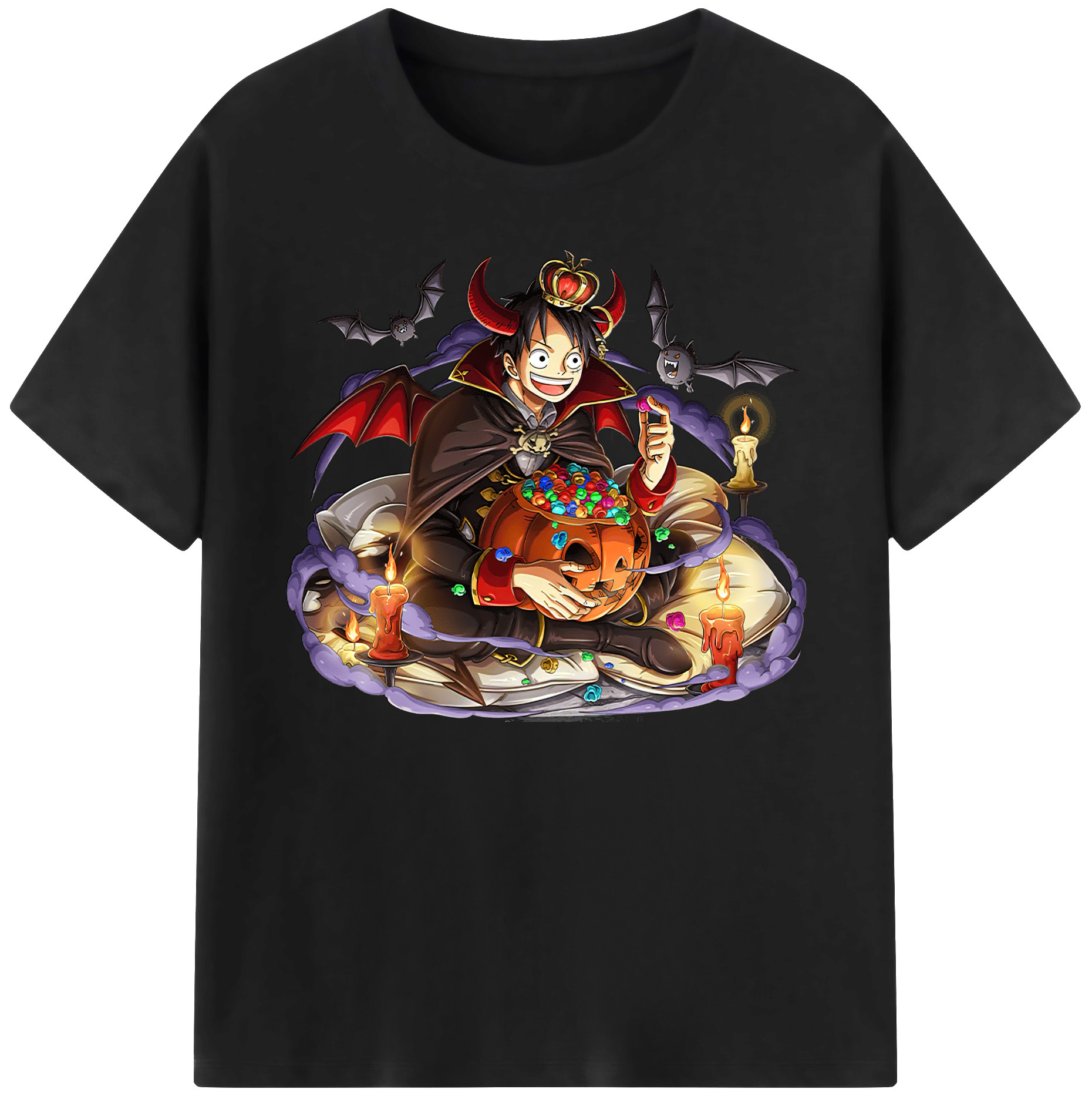 （画像用） ワンピース モンキー・D・ルフィ ONE PIECE Monkey D. Luffy 綿100％ メンズ半袖Tシャツ｜肌触りやわらか＆通気性