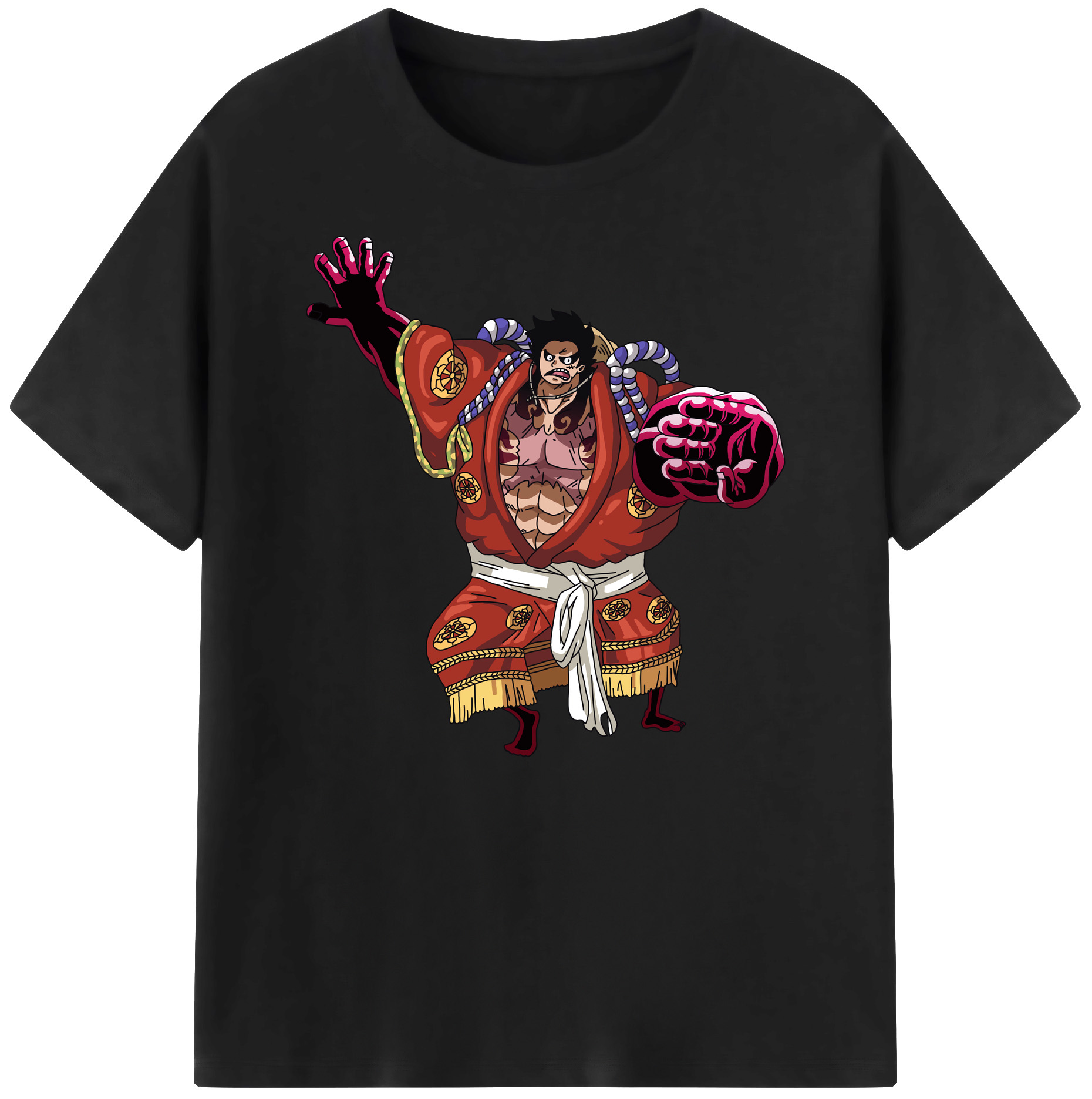 ワンピース モンキー・D・ルフィ ONE PIECE Monkey D. Luffy 綿100％ メンズ半袖Tシャツ｜肌触りやわらか＆通気性