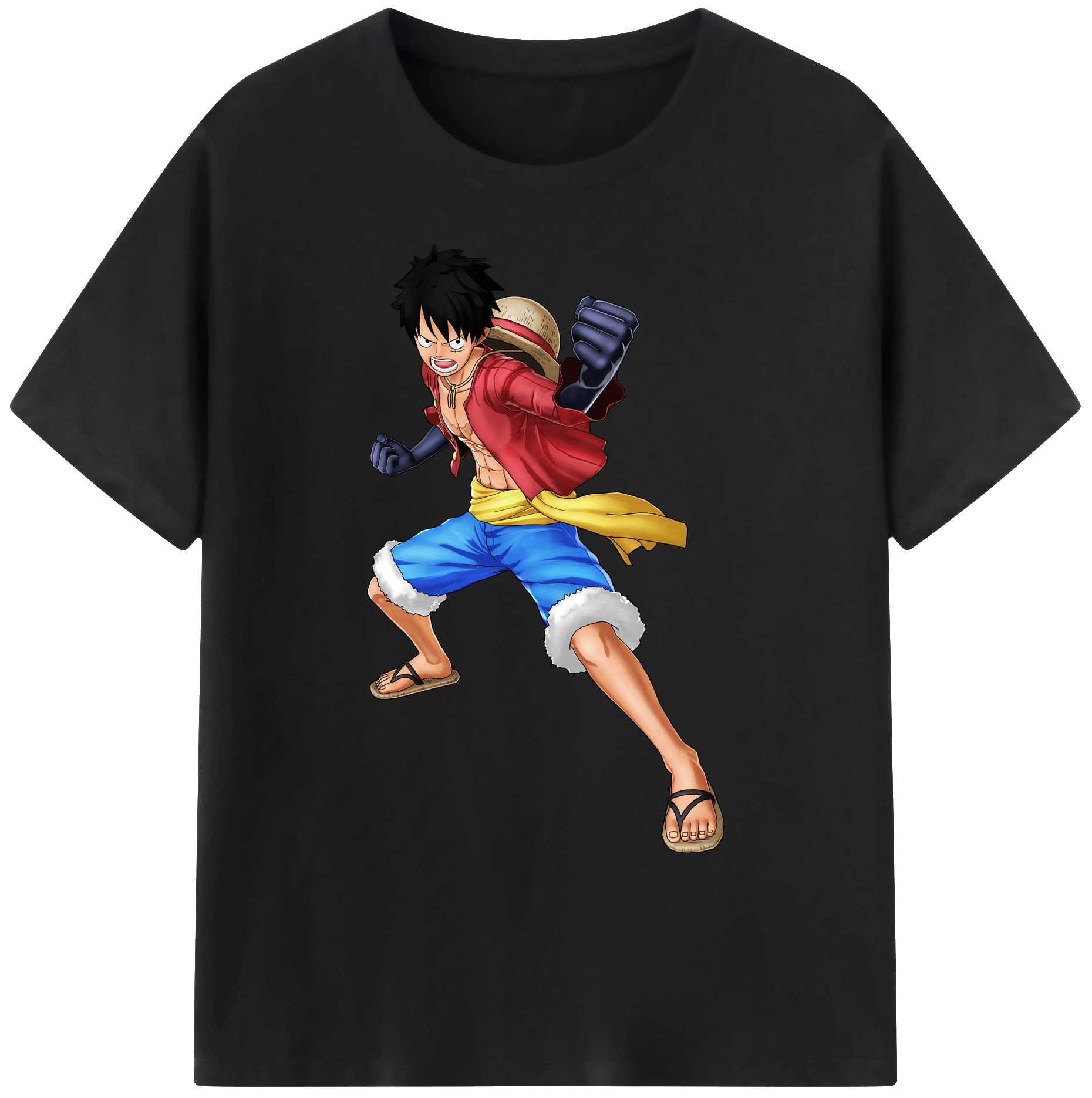 ワンピース モンキー・D・ルフィ ONE PIECE Monkey D. Luffy 綿100％ メンズ半袖Tシャツ｜肌触りやわらか＆通気性