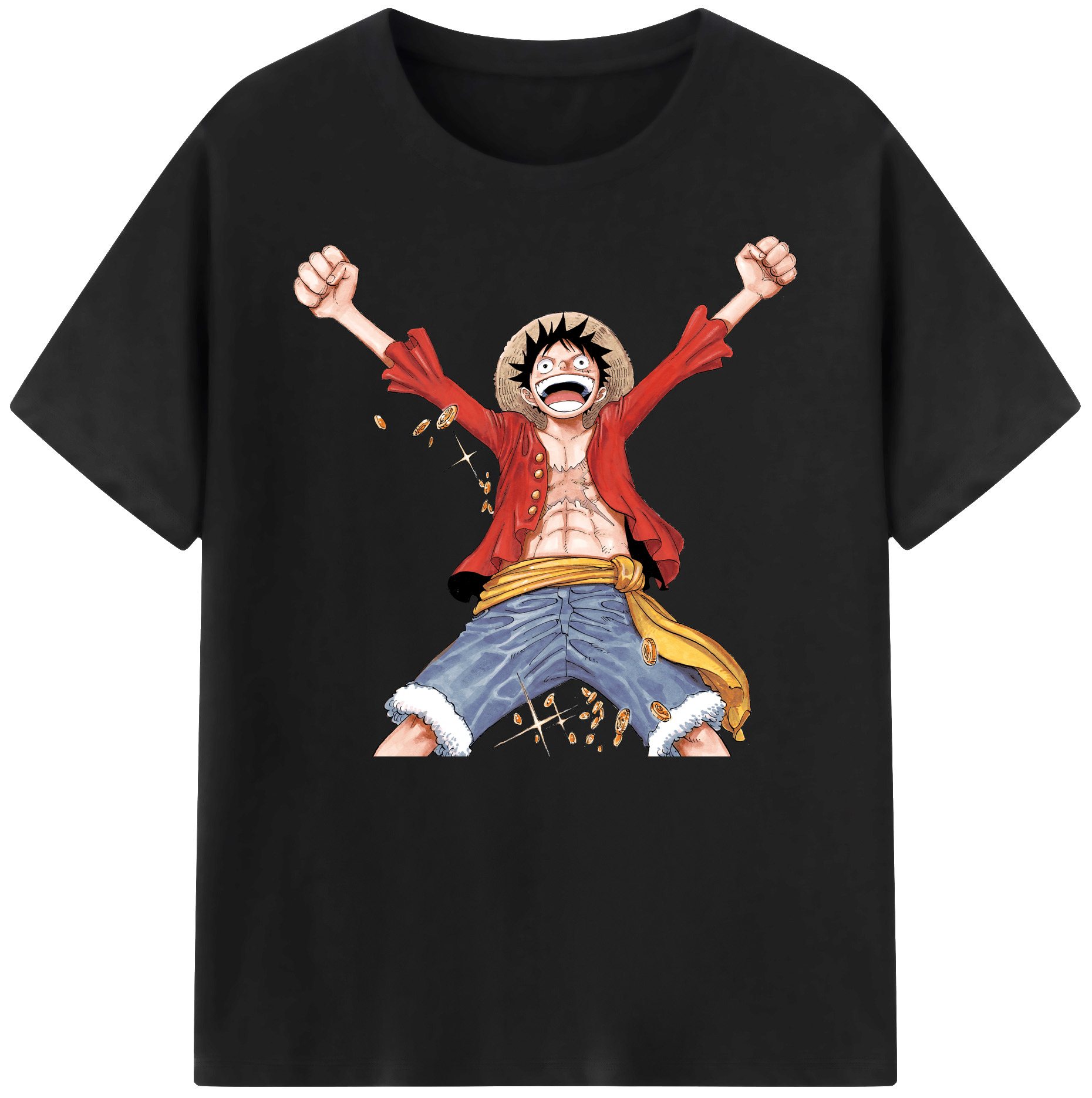 ワンピース モンキー・D・ルフィ ONE PIECE Monkey D. Luffy 綿100％ メンズ半袖Tシャツ｜肌触りやわらか＆通気性