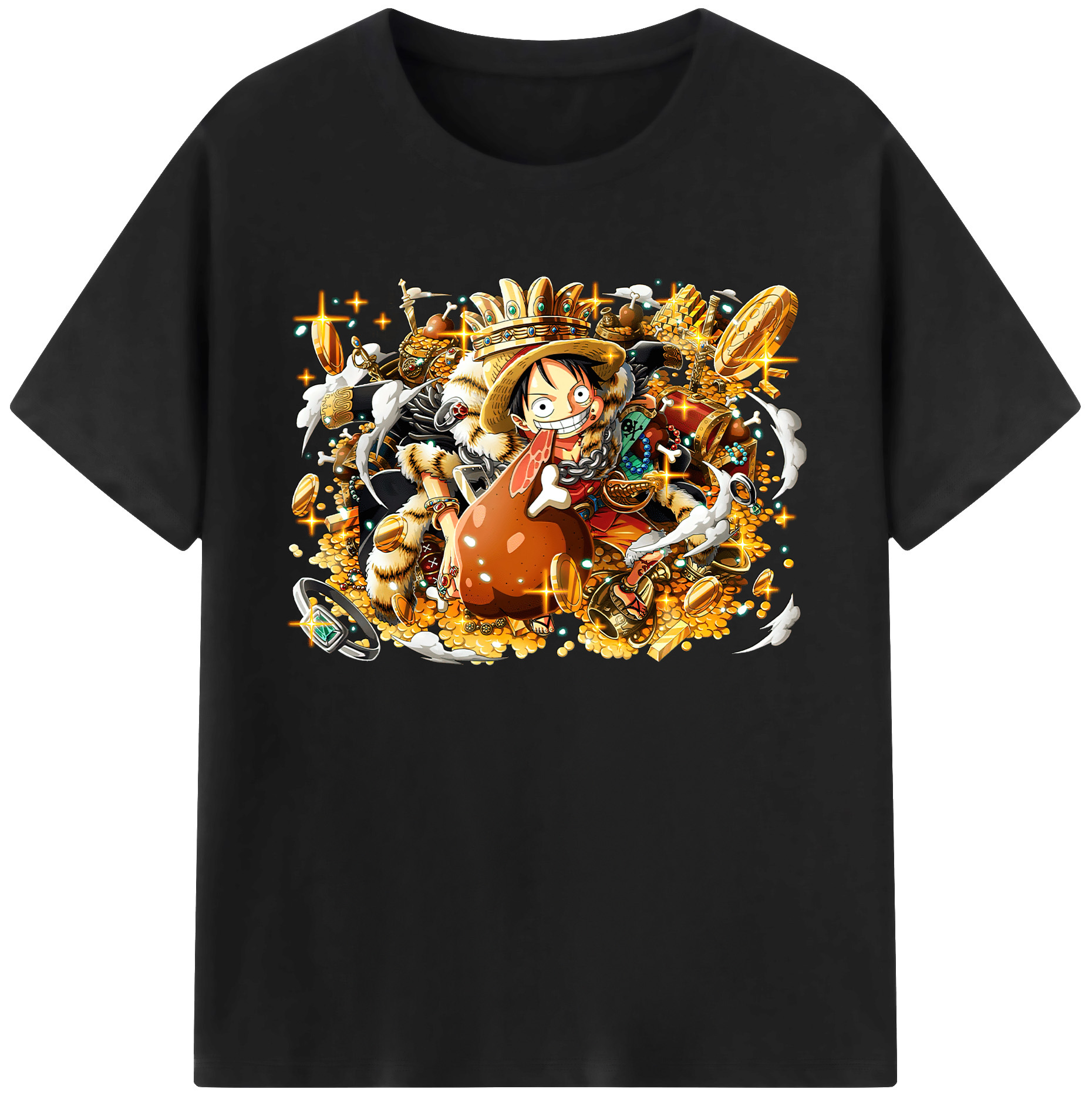 ワンピース モンキー・D・ルフィ ONE PIECE Monkey D. Luffy 綿100％ メンズ半袖Tシャツ｜肌触りやわらか＆通気性