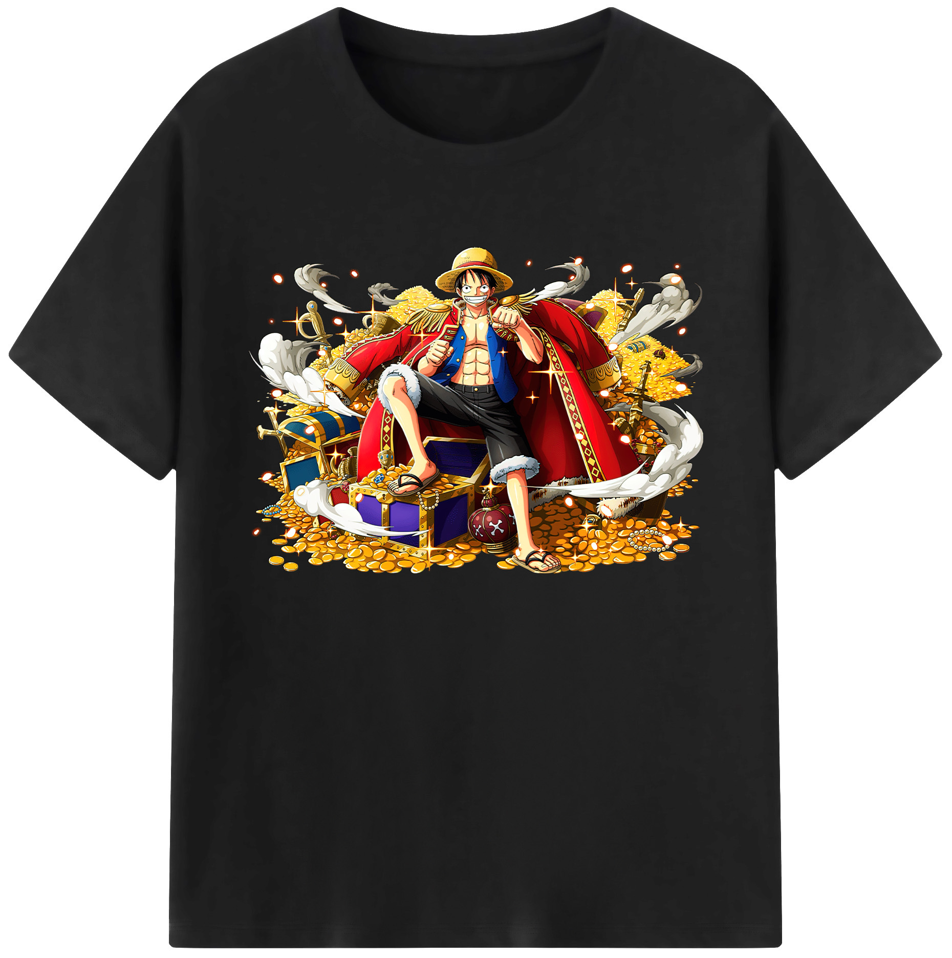 ワンピース モンキー・D・ルフィ ONE PIECE Monkey D. Luffy 綿100％ メンズ半袖Tシャツ｜肌触りやわらか＆通気性