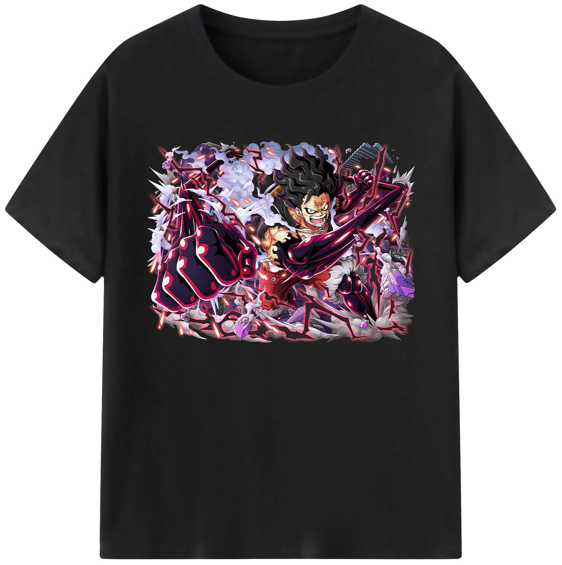 ワンピース モンキー・D・ルフィ ONE PIECE Monkey D. Luffy 綿100％ メンズ半袖Tシャツ｜肌触りやわらか＆通気性