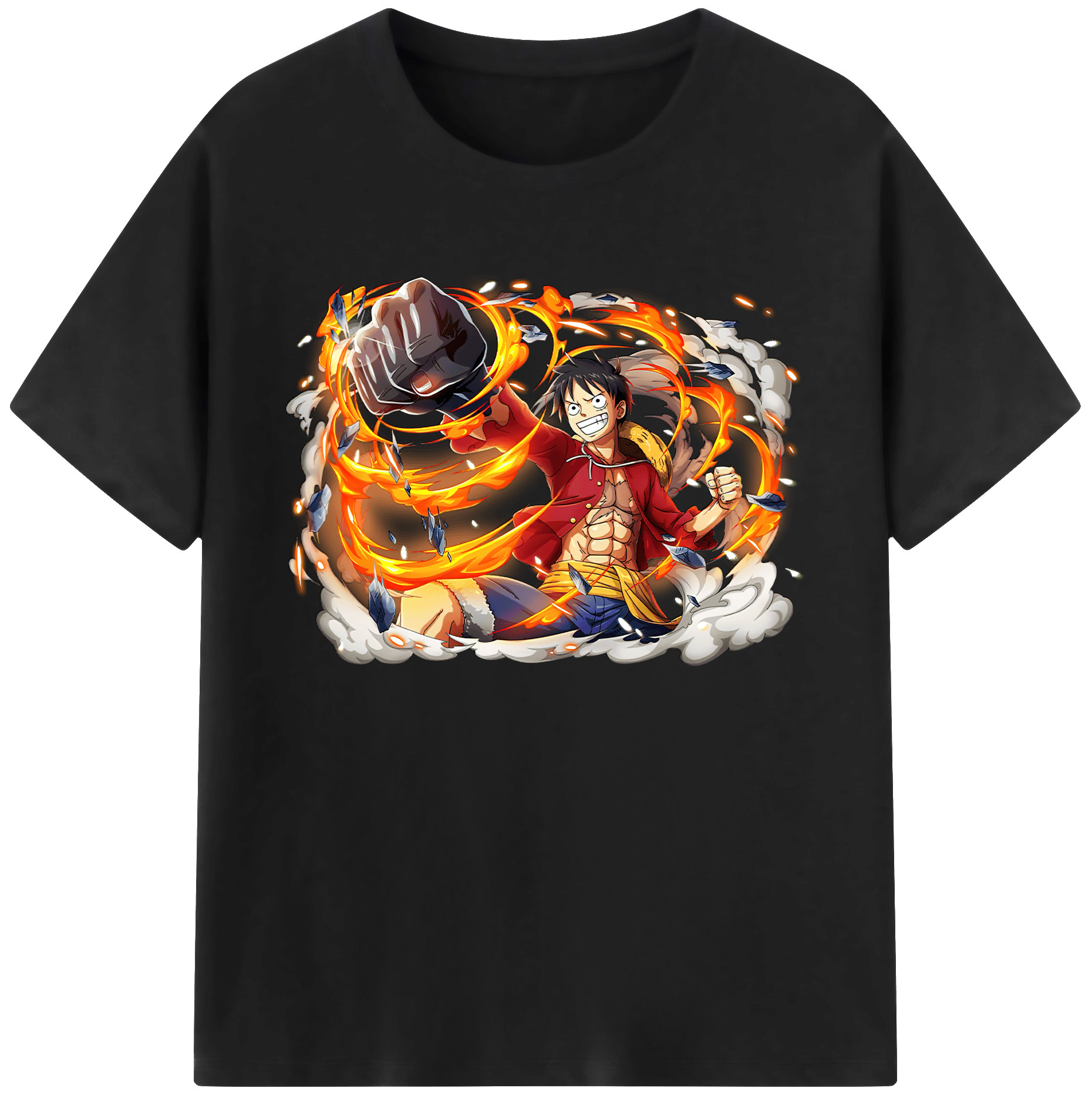 ワンピース モンキー・D・ルフィ ONE PIECE Monkey D. Luffy 綿100％ メンズ半袖Tシャツ｜肌触りやわらか＆通気性