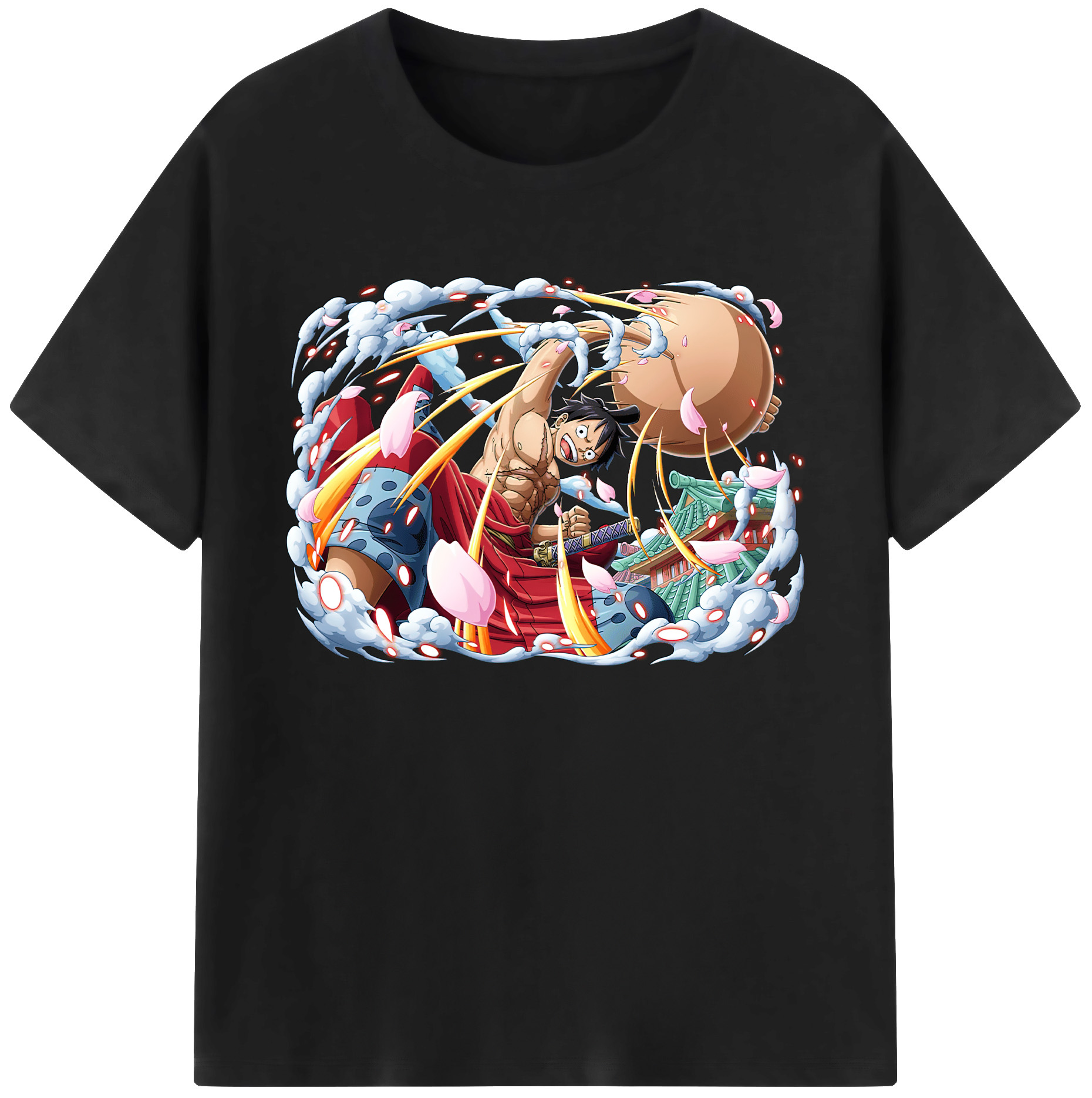 ワンピース モンキー・D・ルフィ ONE PIECE Monkey D. Luffy 綿100％ メンズ半袖Tシャツ｜肌触りやわらか＆通気性