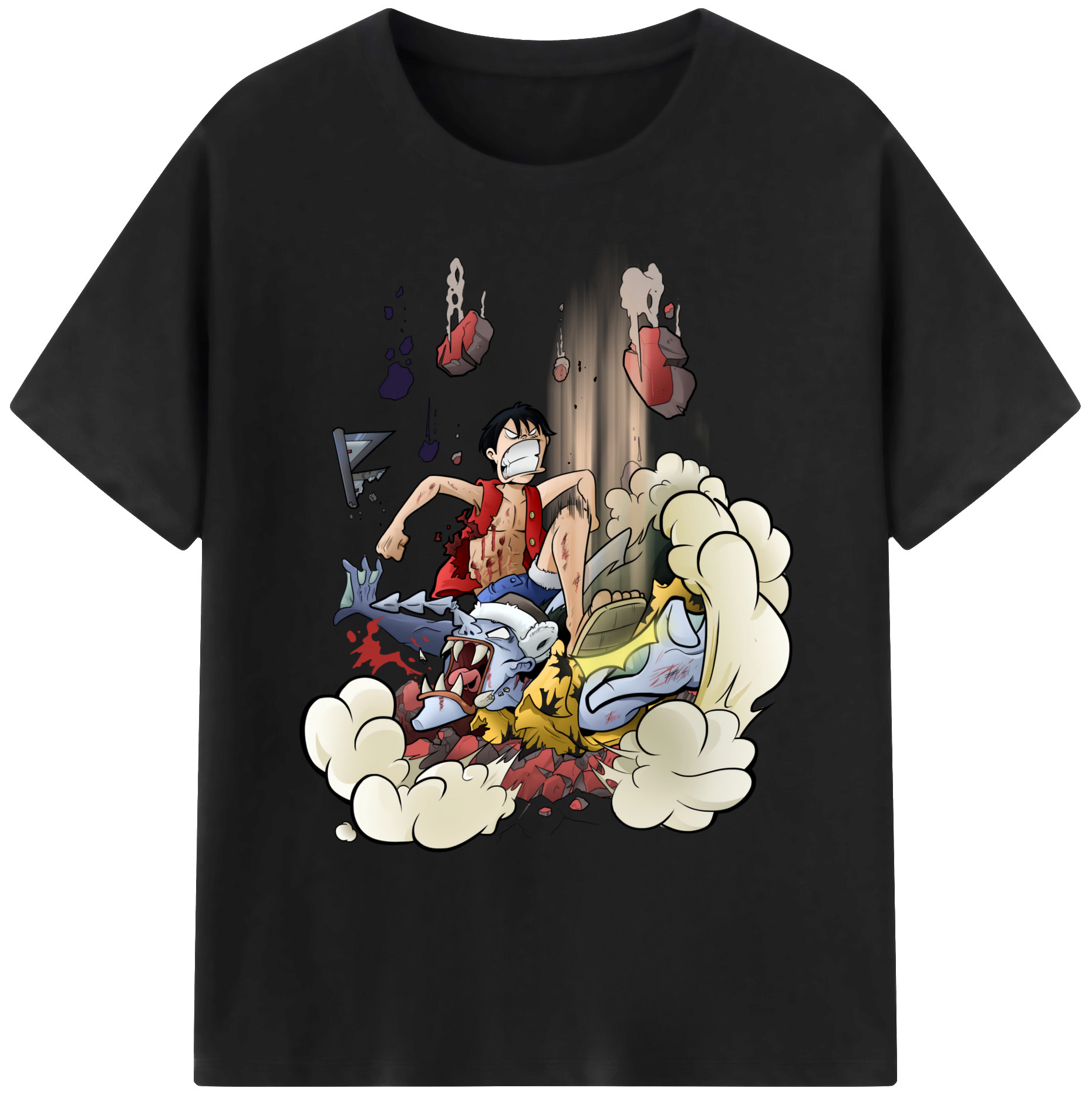 ワンピース モンキー・D・ルフィ ONE PIECE Monkey D. Luffy 綿100％ メンズ半袖Tシャツ｜肌触りやわらか＆通気性