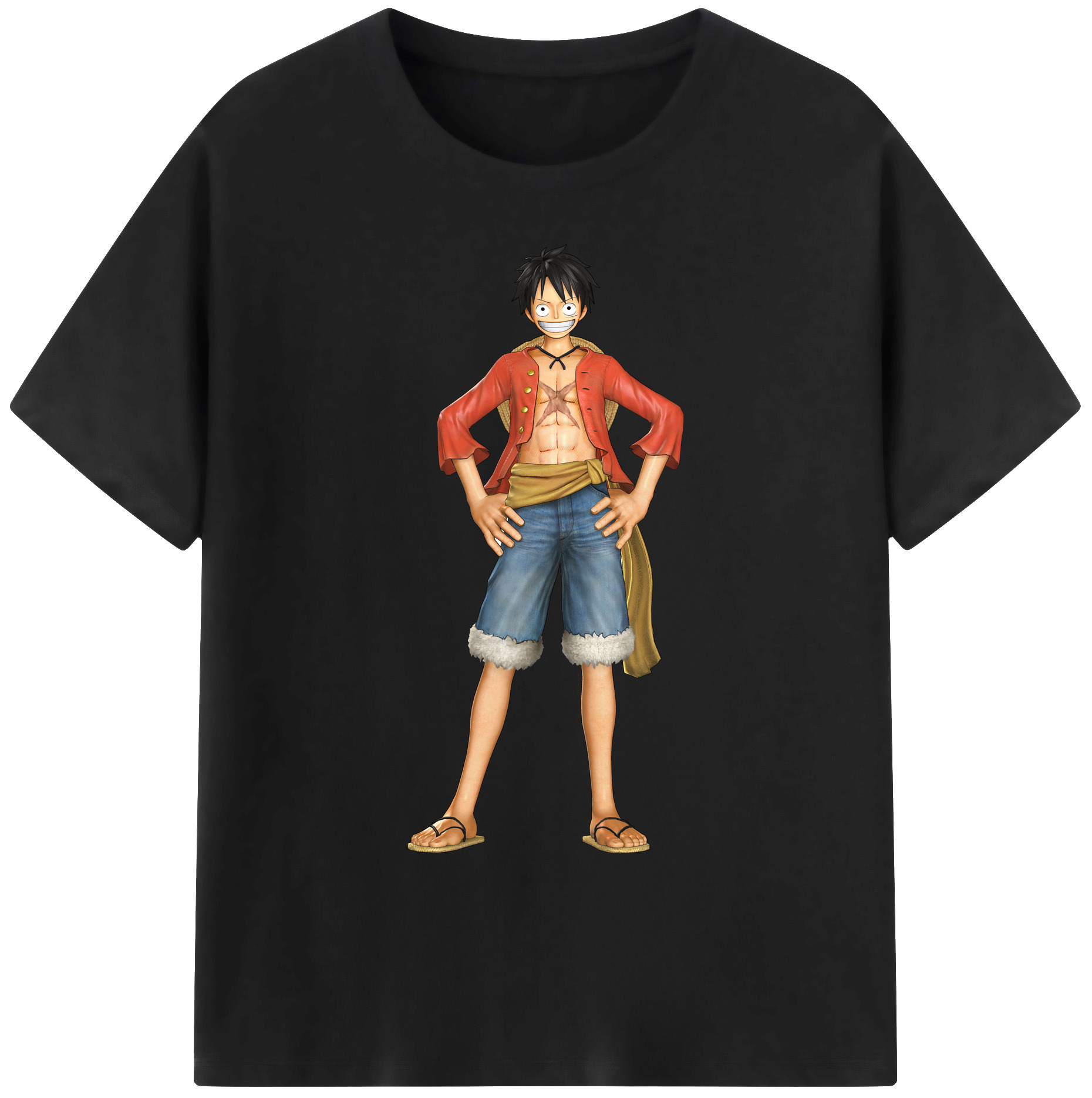 ワンピース モンキー・D・ルフィ ONE PIECE Monkey D. Luffy 綿100％ メンズ半袖Tシャツ｜肌触りやわらか＆通気性