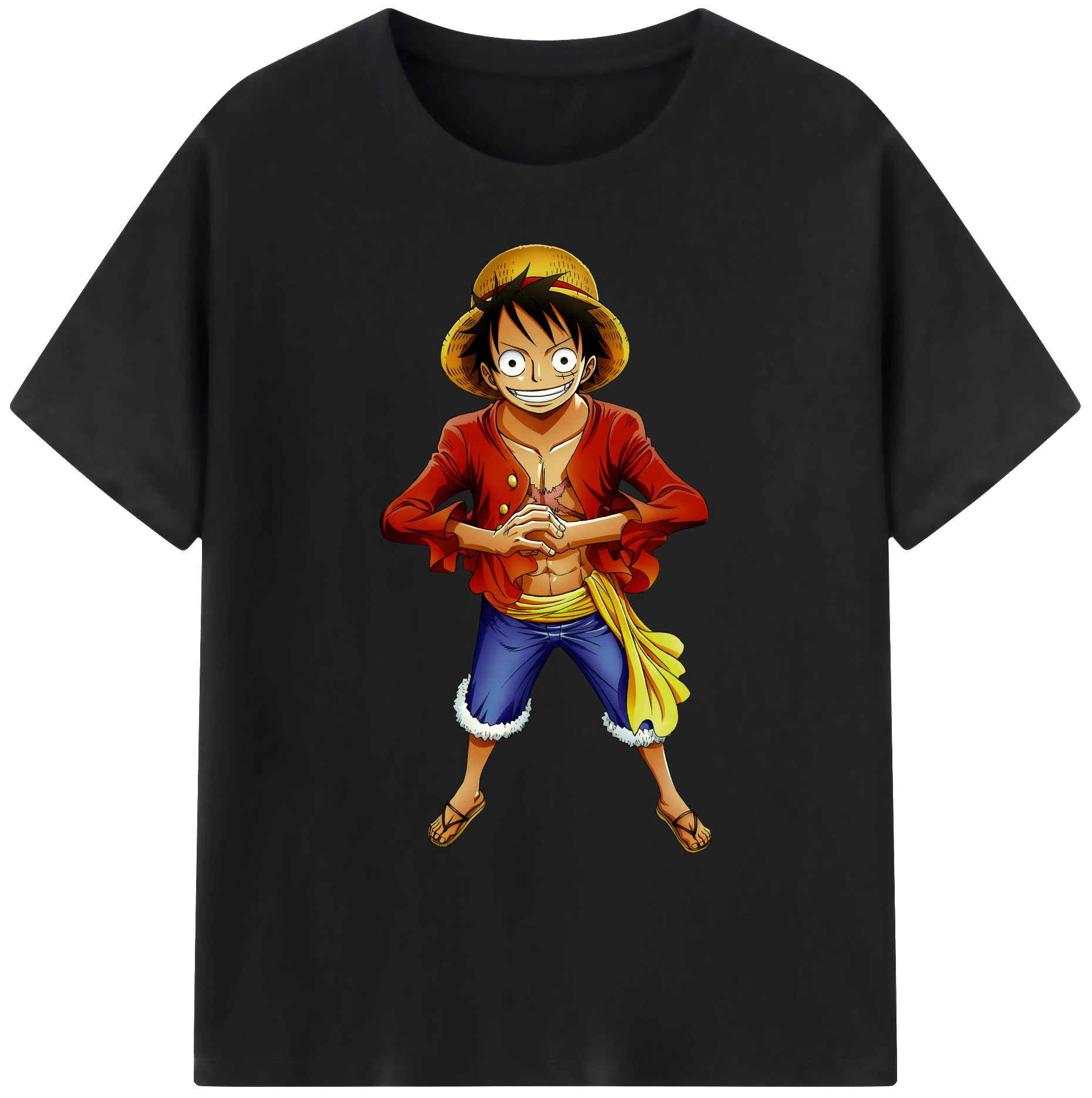 ワンピース モンキー・D・ルフィ ONE PIECE Monkey D. Luffy 綿100％ メンズ半袖Tシャツ｜肌触りやわらか＆通気性
