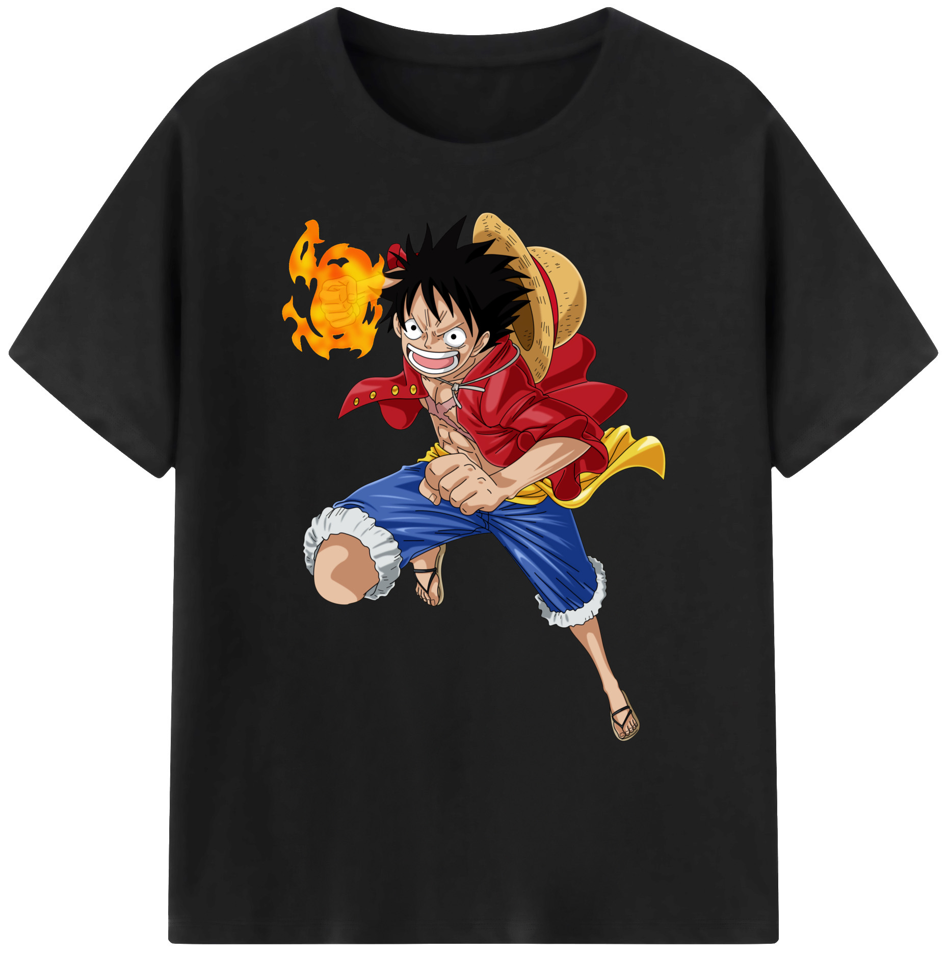 ワンピース モンキー・D・ルフィ ONE PIECE Monkey D. Luffy 綿100％ メンズ半袖Tシャツ｜肌触りやわらか＆通気性