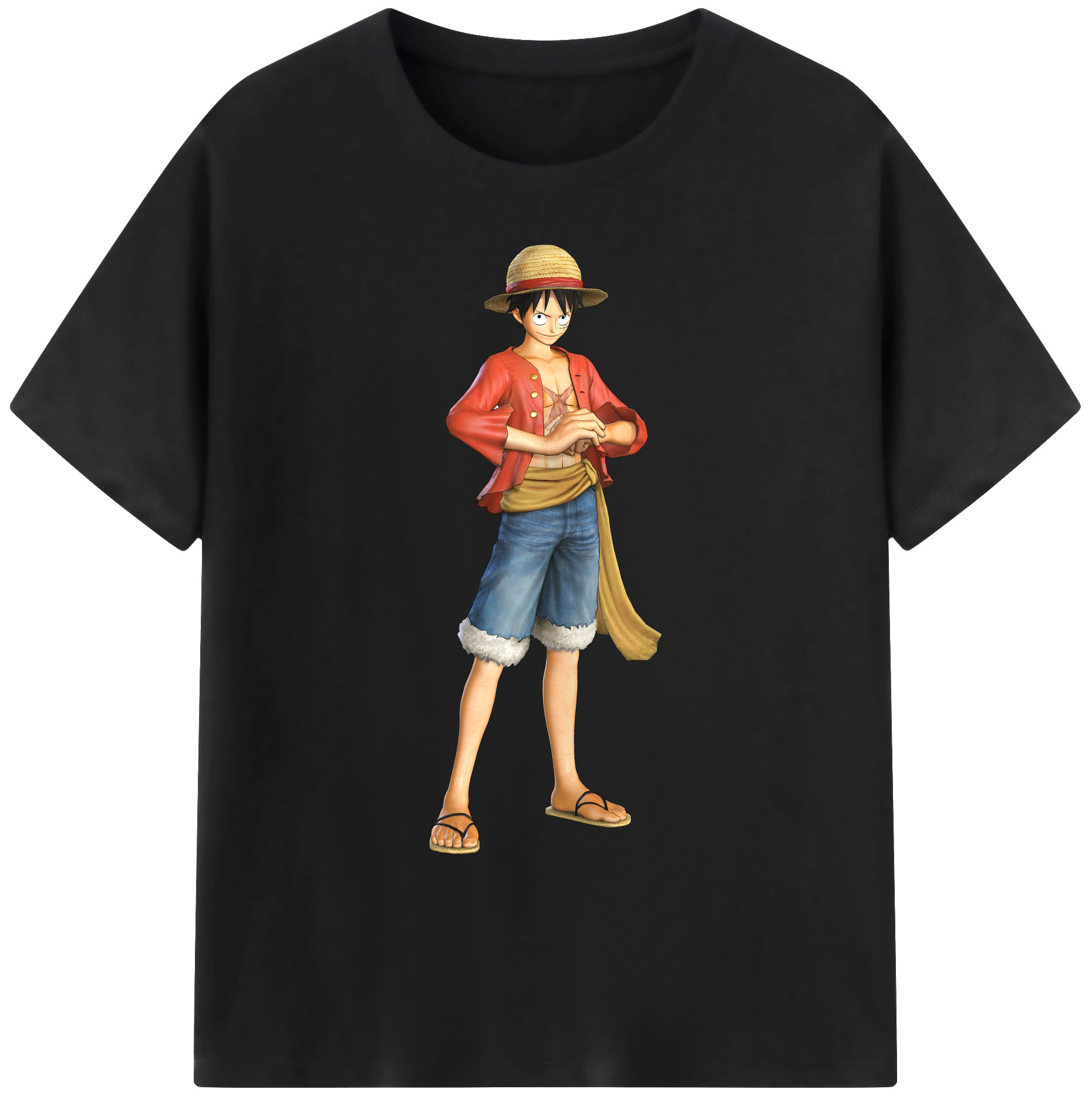 ワンピース モンキー・D・ルフィ ONE PIECE Monkey D. Luffy 綿100％ メンズ半袖Tシャツ｜肌触りやわらか＆通気性