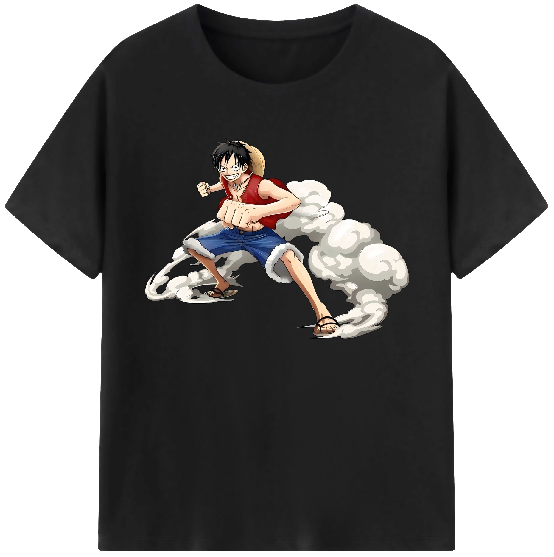 ワンピース モンキー・D・ルフィ ONE PIECE Monkey D. Luffy 綿100％ メンズ半袖Tシャツ｜肌触りやわらか＆通気性