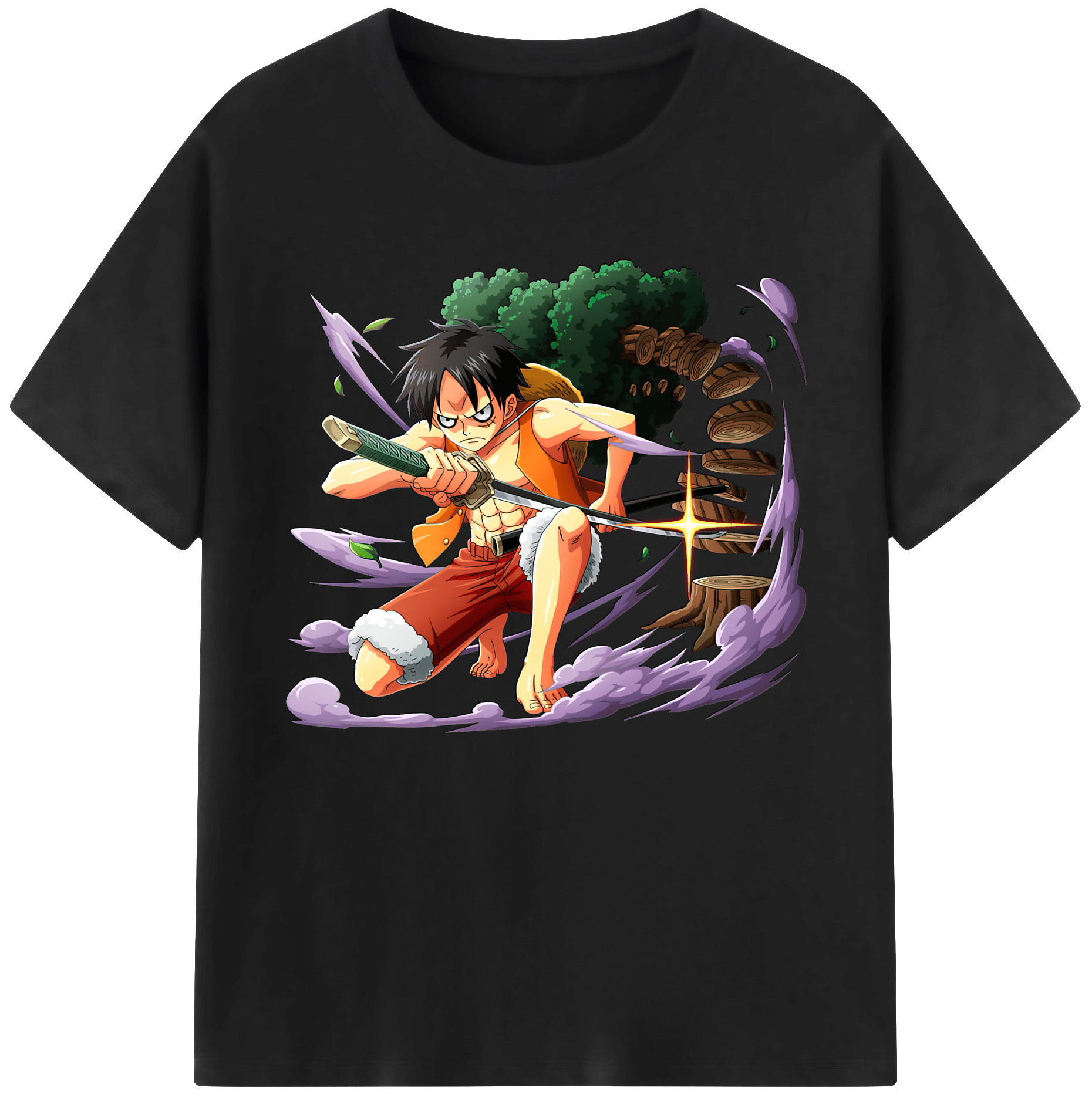ワンピース モンキー・D・ルフィ ONE PIECE Monkey D. Luffy 綿100％ メンズ半袖Tシャツ｜肌触りやわらか＆通気性