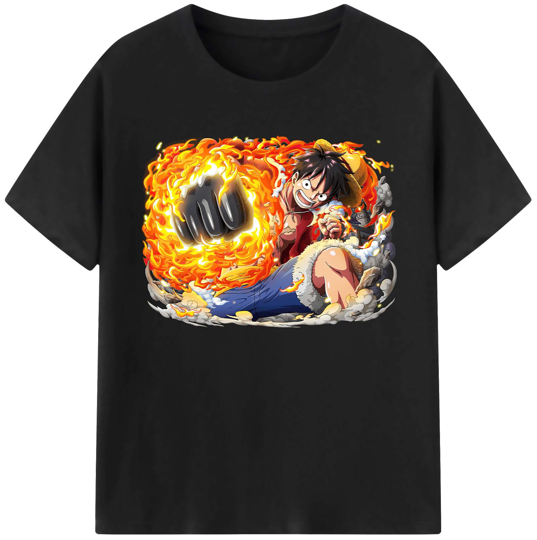 ワンピース モンキー・D・ルフィ ONE PIECE Monkey D. Luffy 綿100％ メンズ半袖Tシャツ｜肌触りやわらか＆通気性