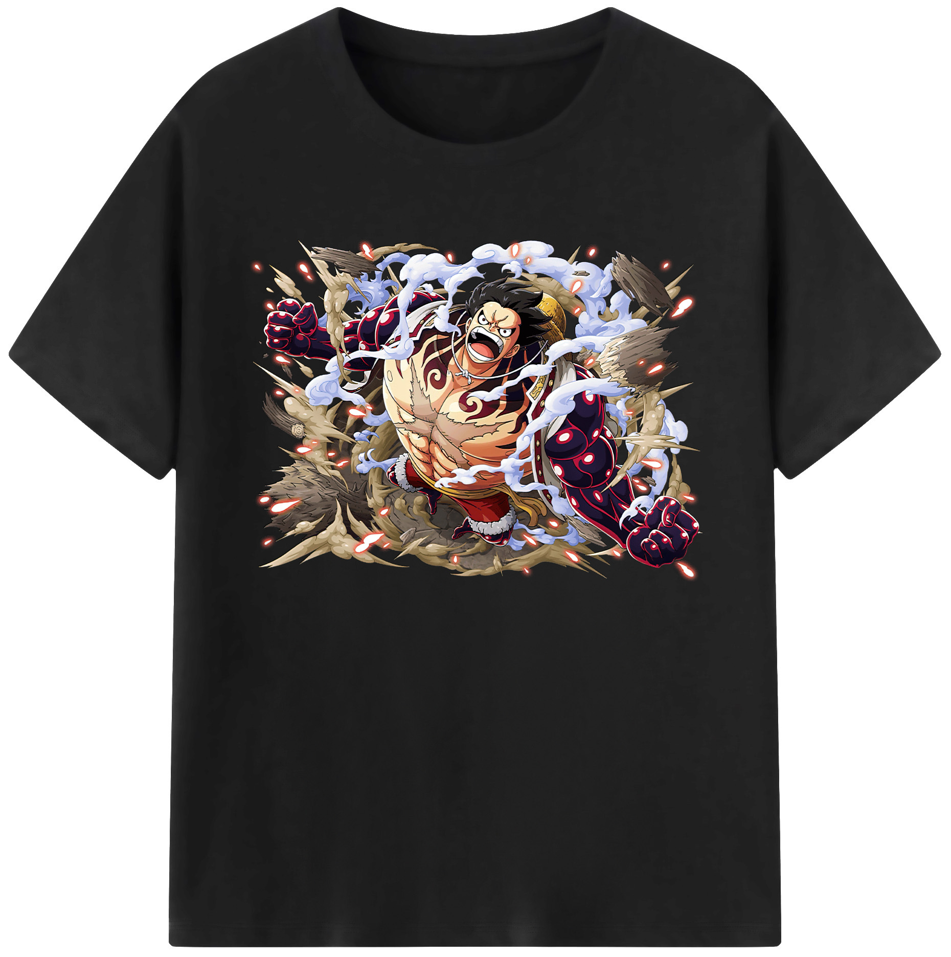 ワンピース モンキー・D・ルフィ ONE PIECE Monkey D. Luffy 綿100％ メンズ半袖Tシャツ｜肌触りやわらか＆通気性