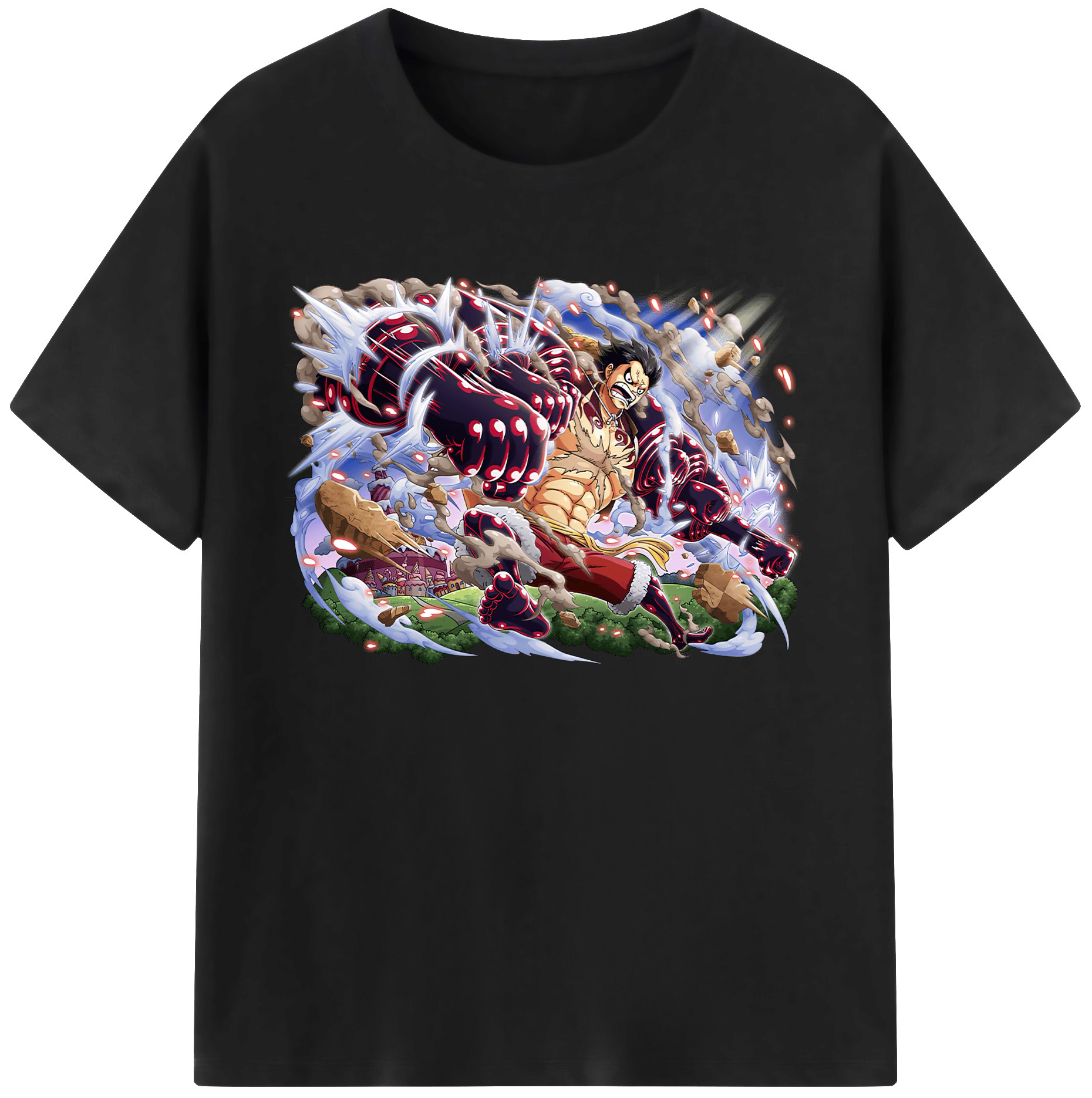 ワンピース モンキー・D・ルフィ ONE PIECE Monkey D. Luffy 綿100％ メンズ半袖Tシャツ｜肌触りやわらか＆通気性