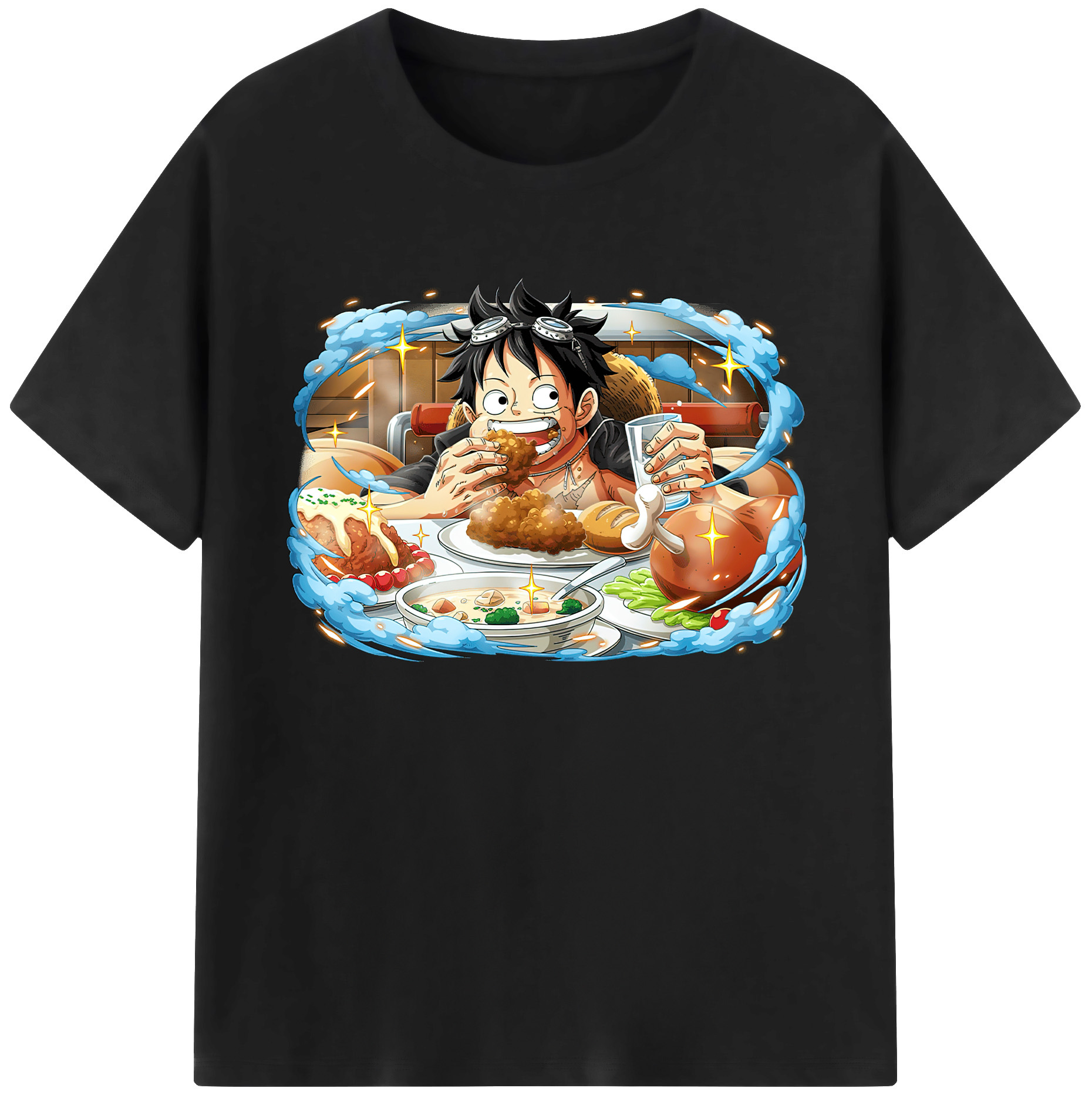 ワンピース モンキー・D・ルフィ ONE PIECE Monkey D. Luffy 綿100％ メンズ半袖Tシャツ｜肌触りやわらか＆通気性