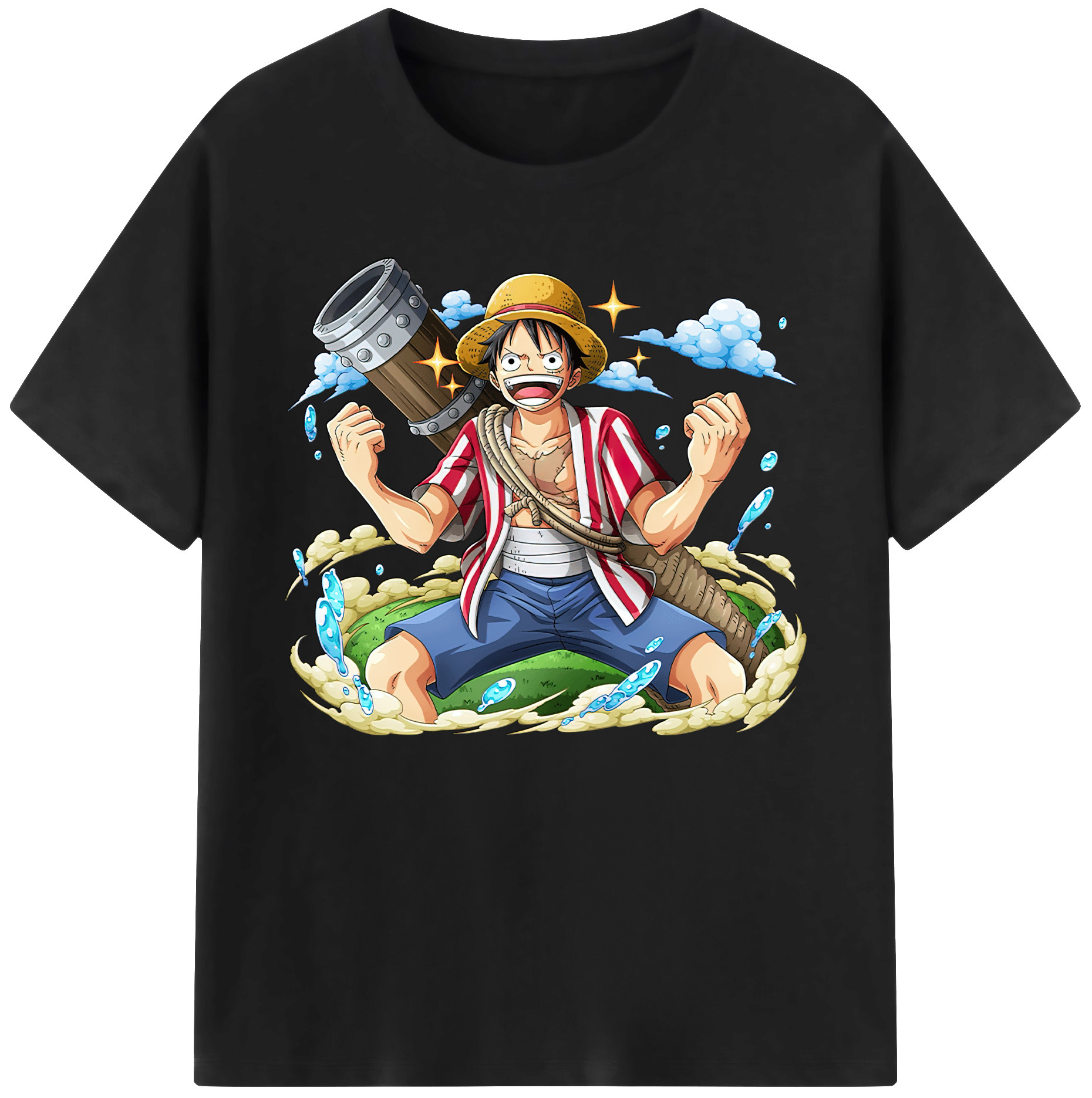ワンピース モンキー・D・ルフィ ONE PIECE Monkey D. Luffy 綿100％ メンズ半袖Tシャツ｜肌触りやわらか＆通気性