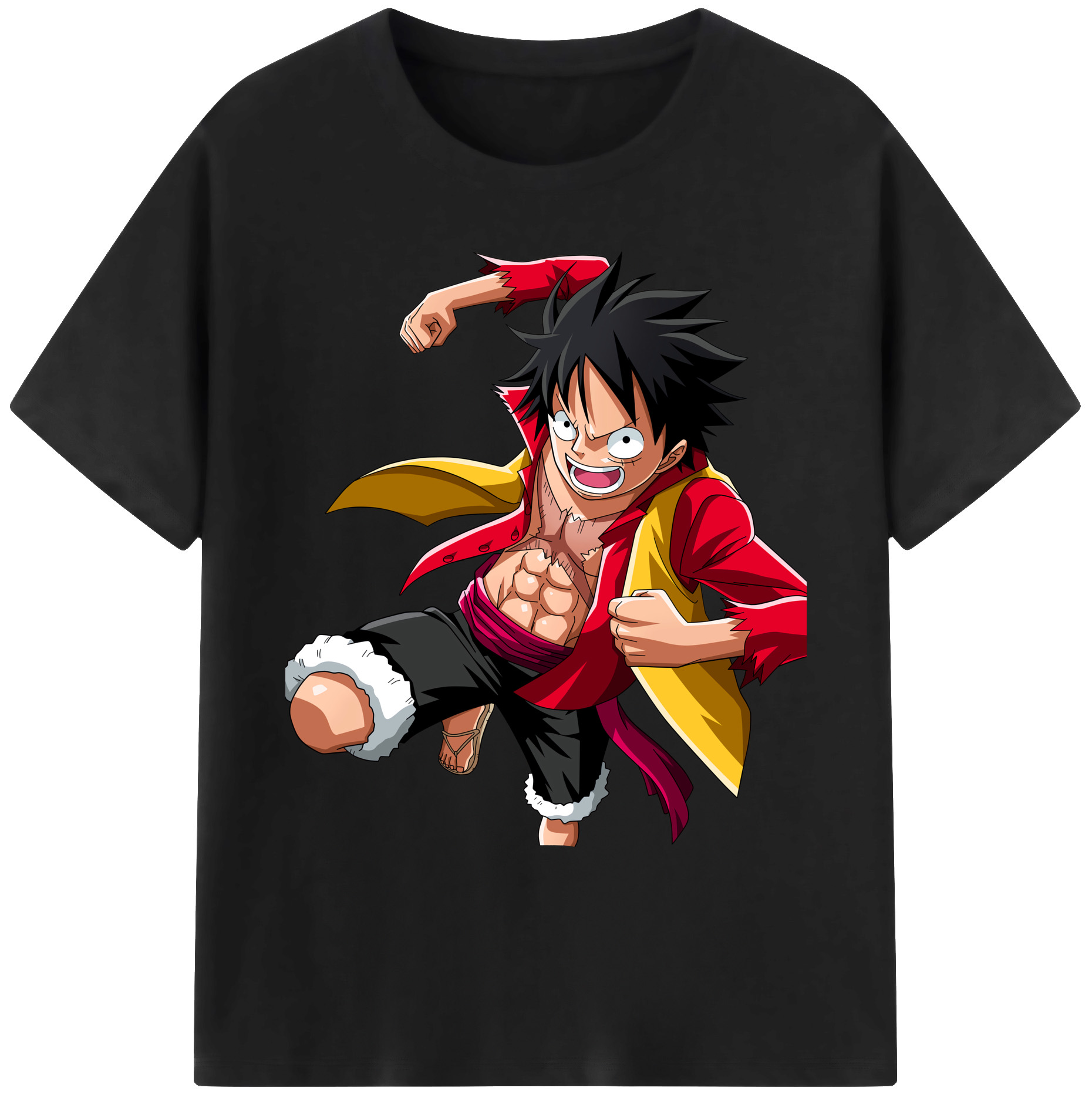 ワンピース モンキー・D・ルフィ ONE PIECE Monkey D. Luffy 綿100％ メンズ半袖Tシャツ｜肌触りやわらか＆通気性