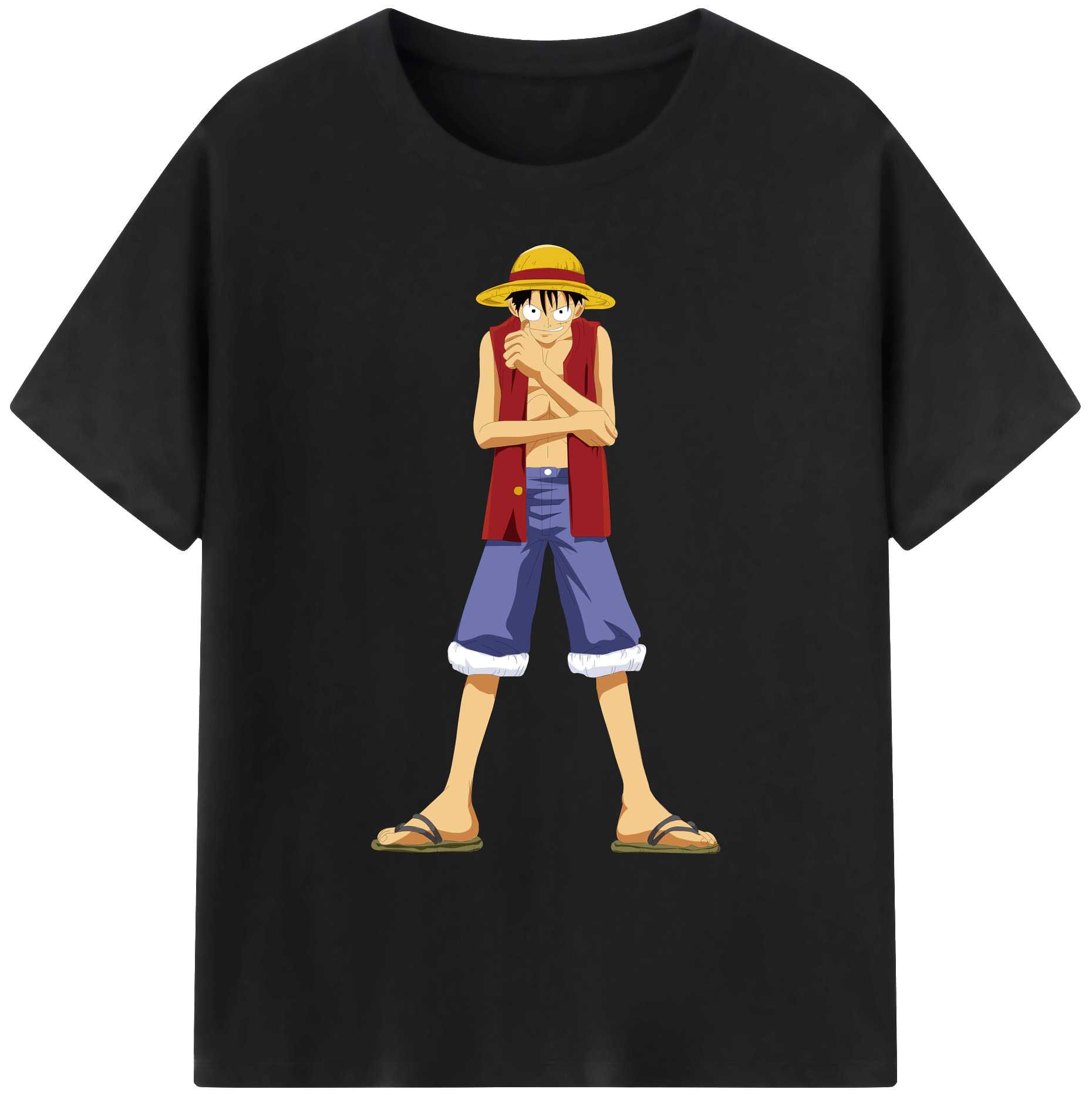 ワンピース モンキー・D・ルフィ ONE PIECE Monkey D. Luffy 綿100％ メンズ半袖Tシャツ｜肌触りやわらか＆通気性